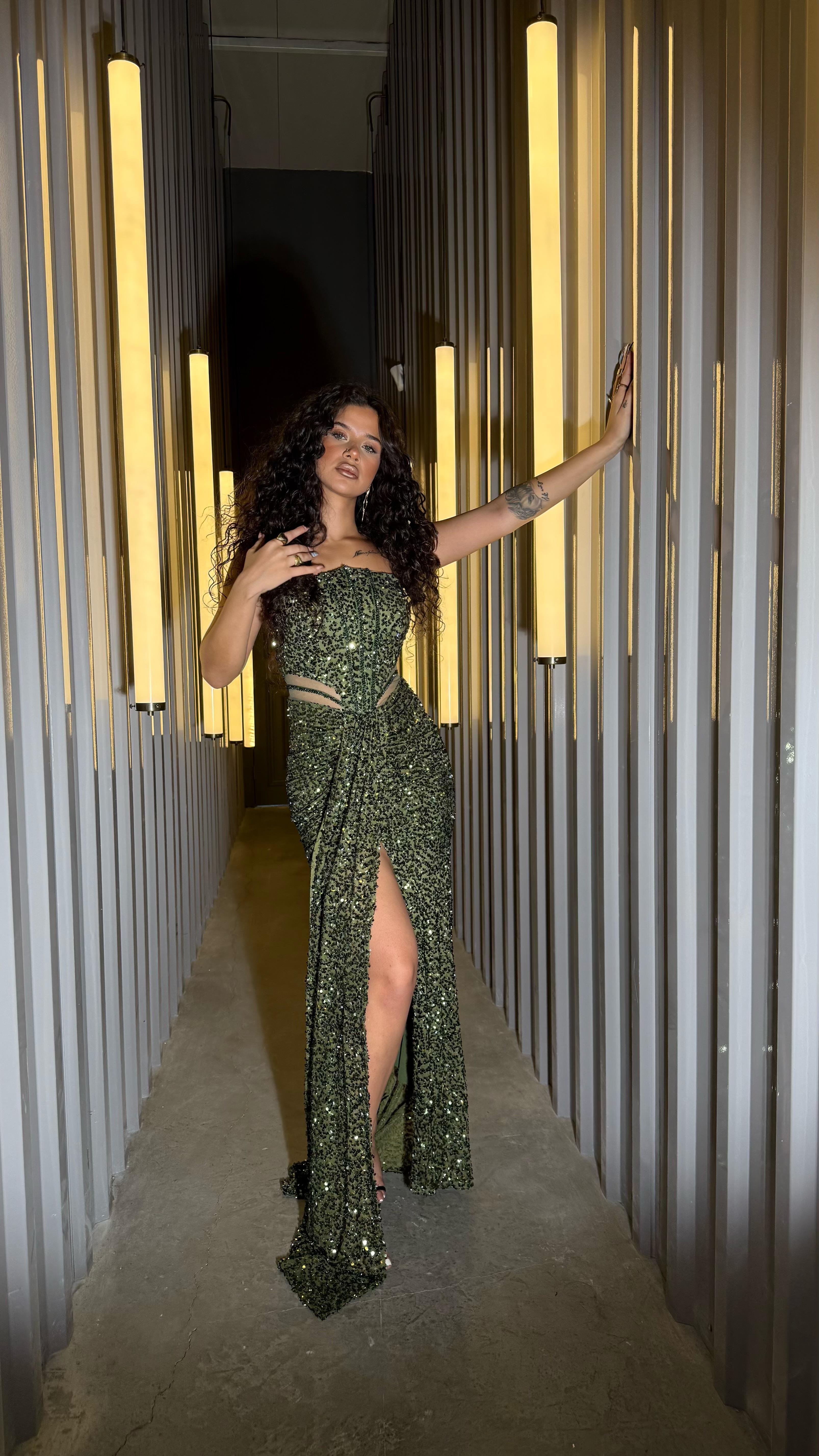 Diva Pul Payet Abiye Haki Yeşil