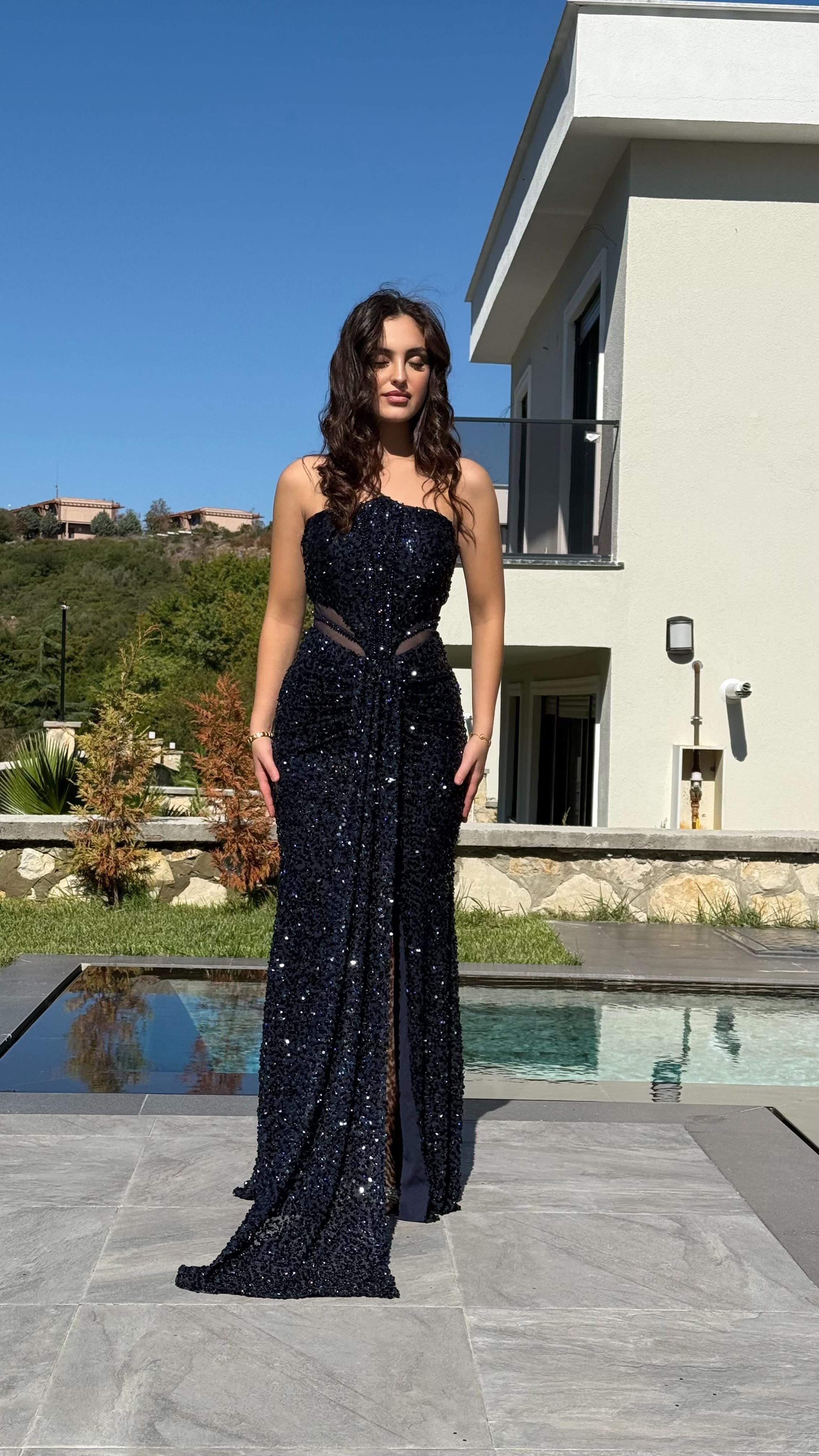 Diva Pul Payet Abiye Lacivert 