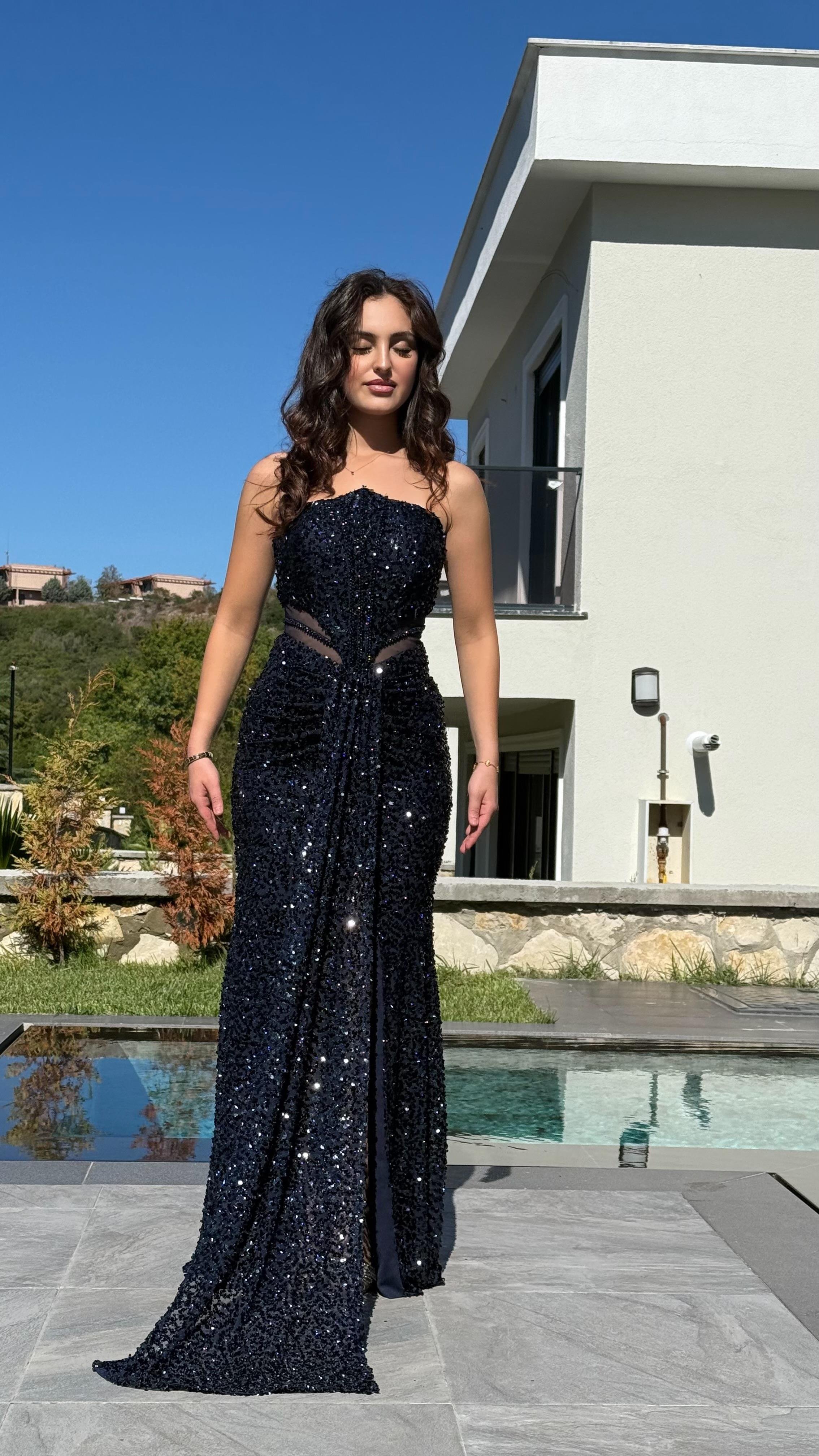 Diva Pul Payet Abiye Lacivert 