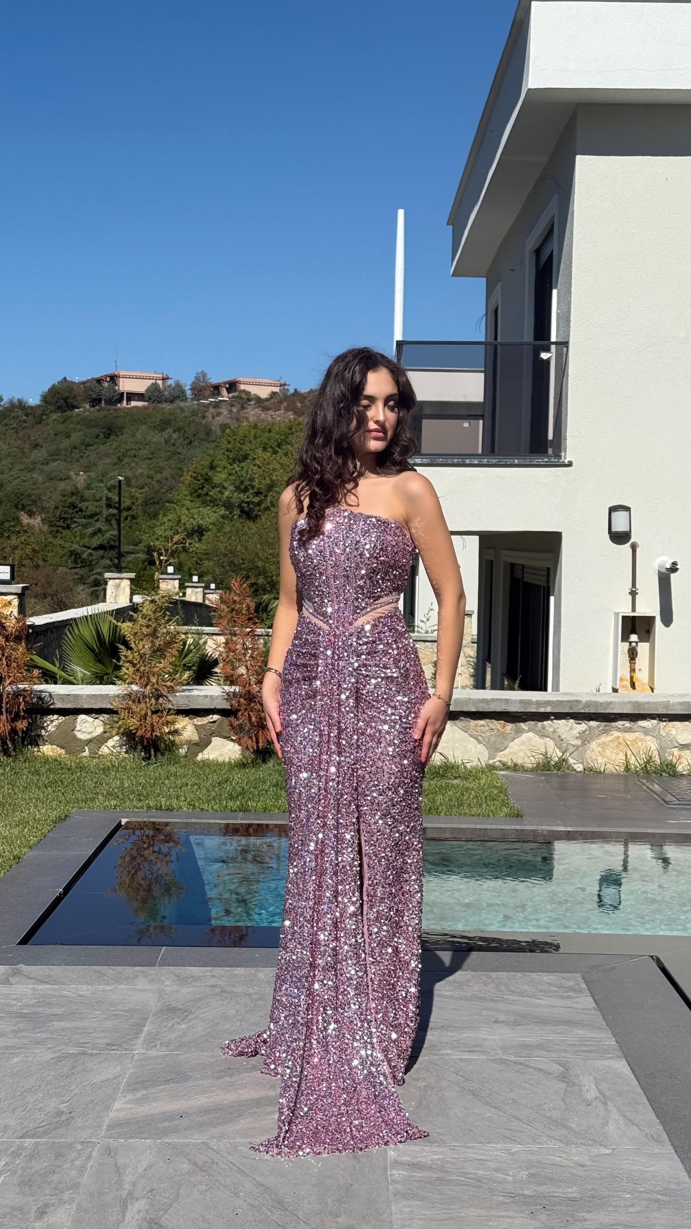 Diva Pul Payet Abiye Pudra Pembe