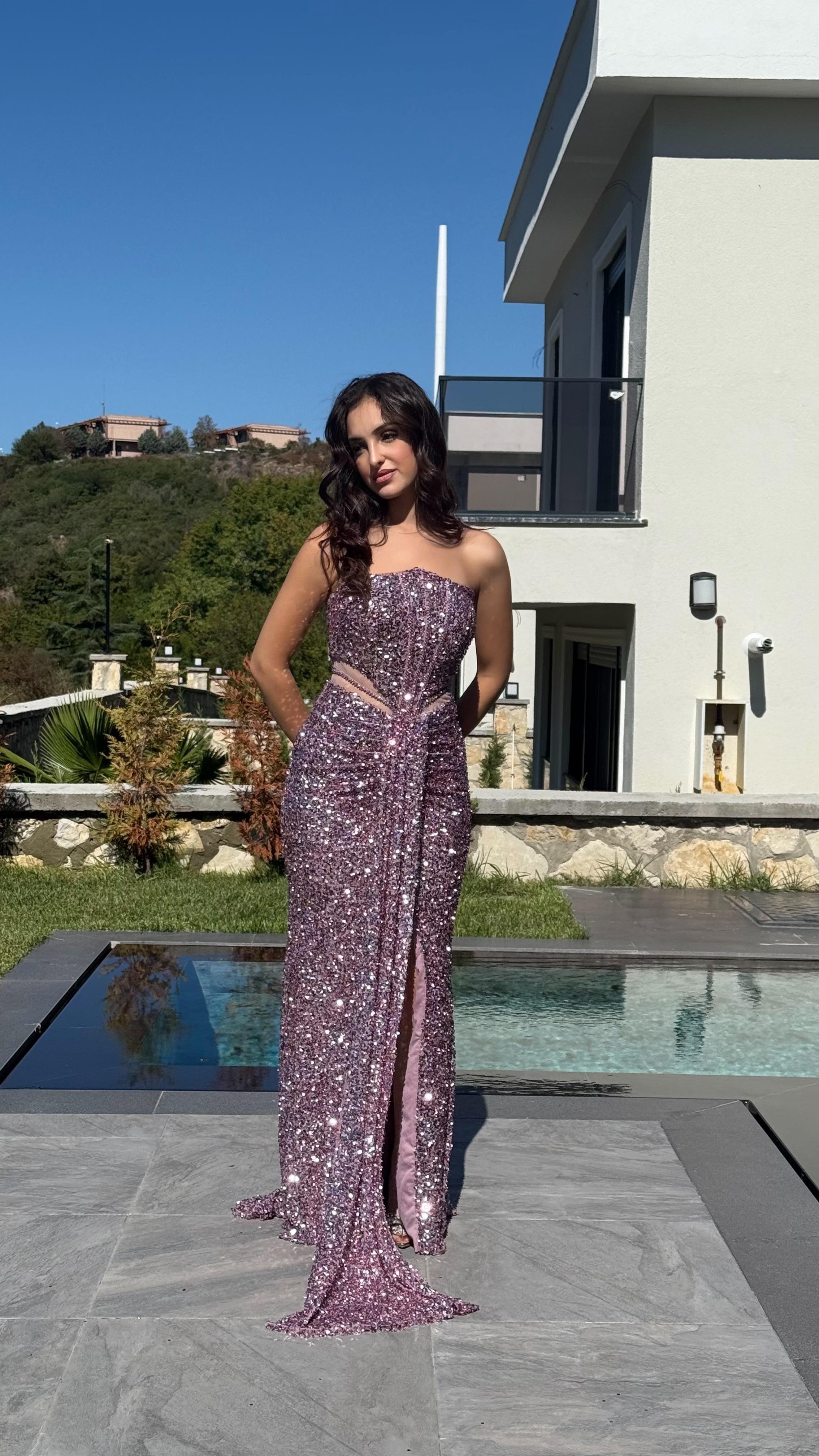 Diva Pul Payet Abiye Pudra Pembe