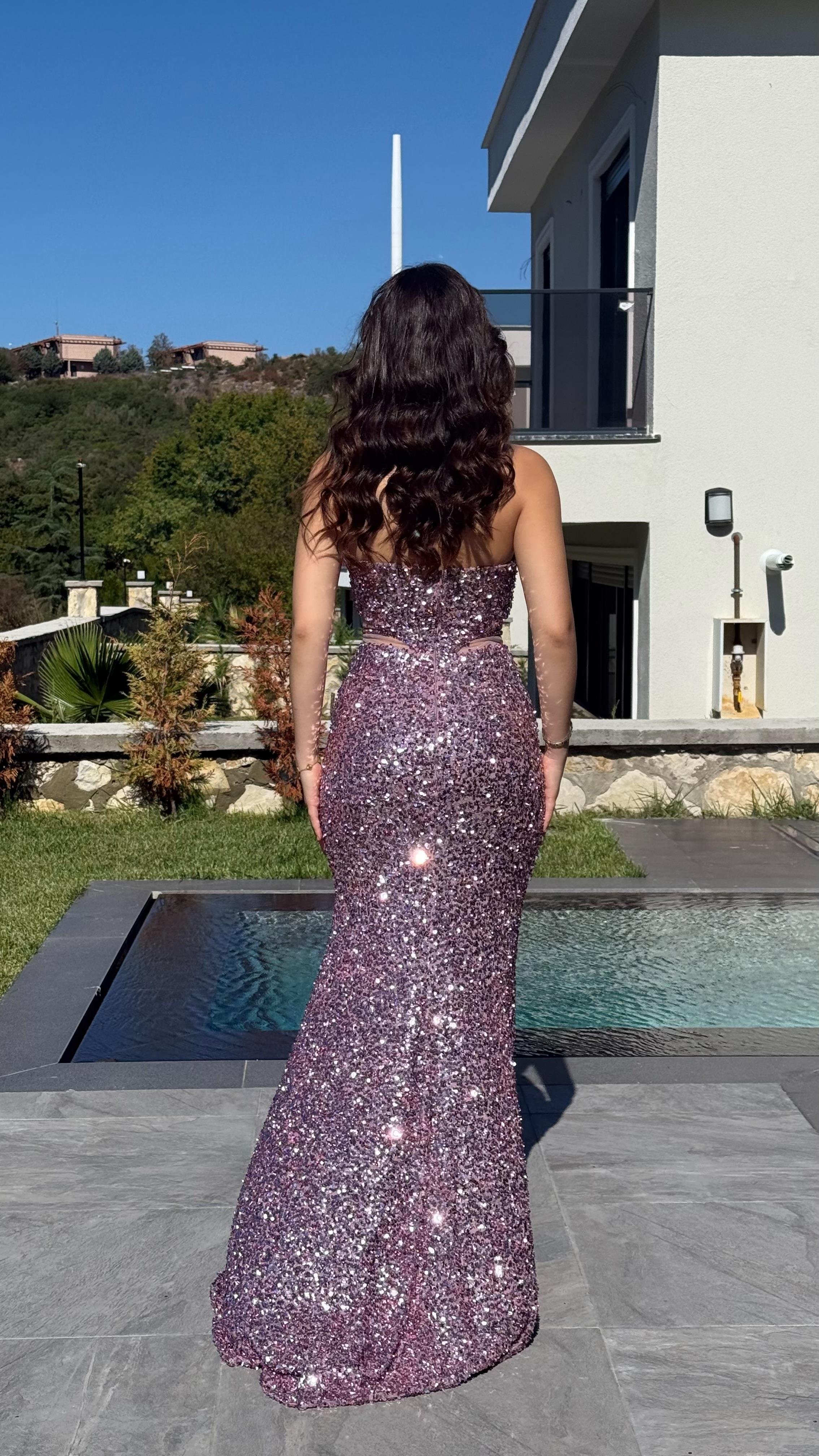 Diva Pul Payet Abiye Pudra Pembe