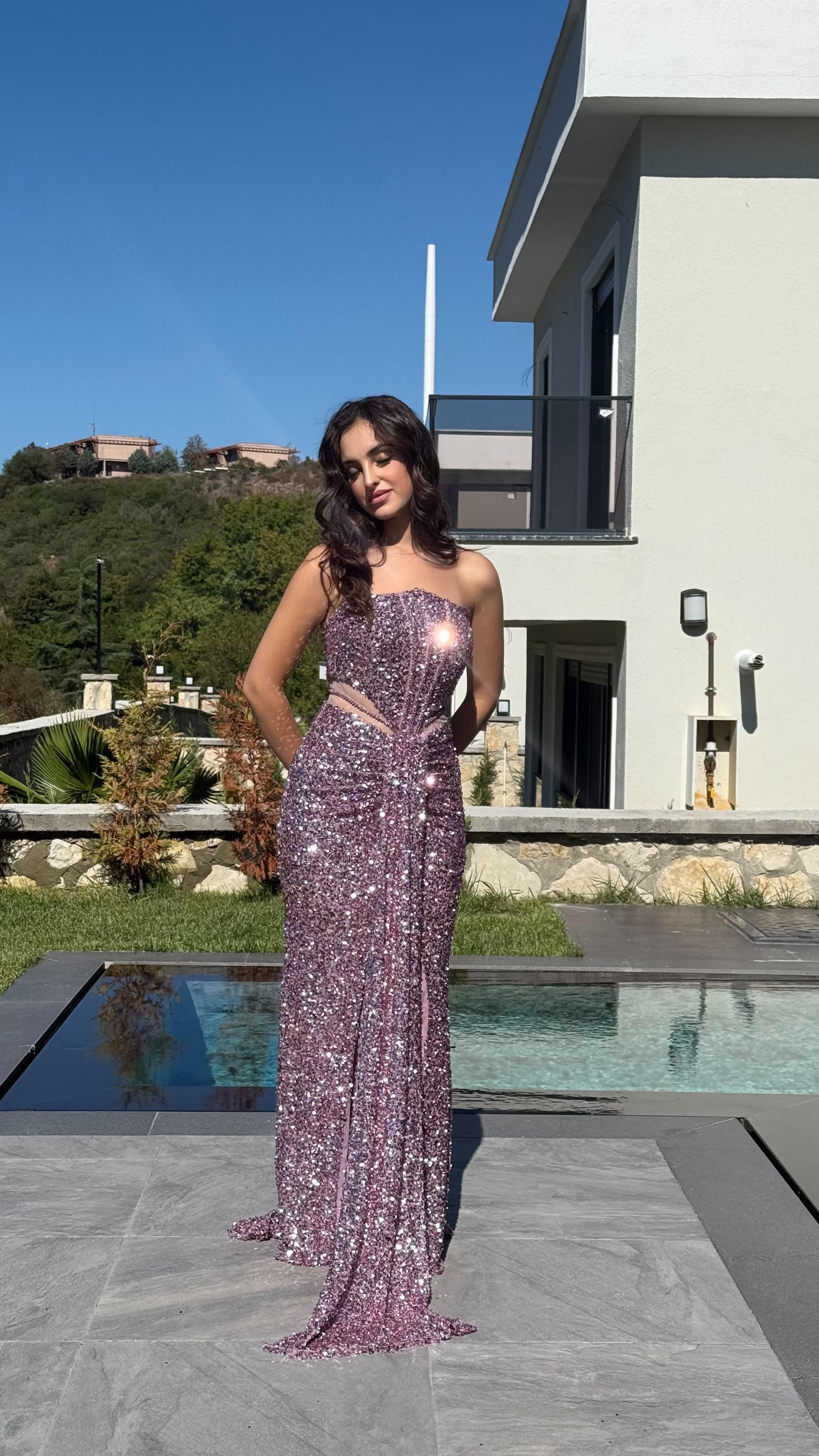 Diva Pul Payet Abiye Pudra Pembe