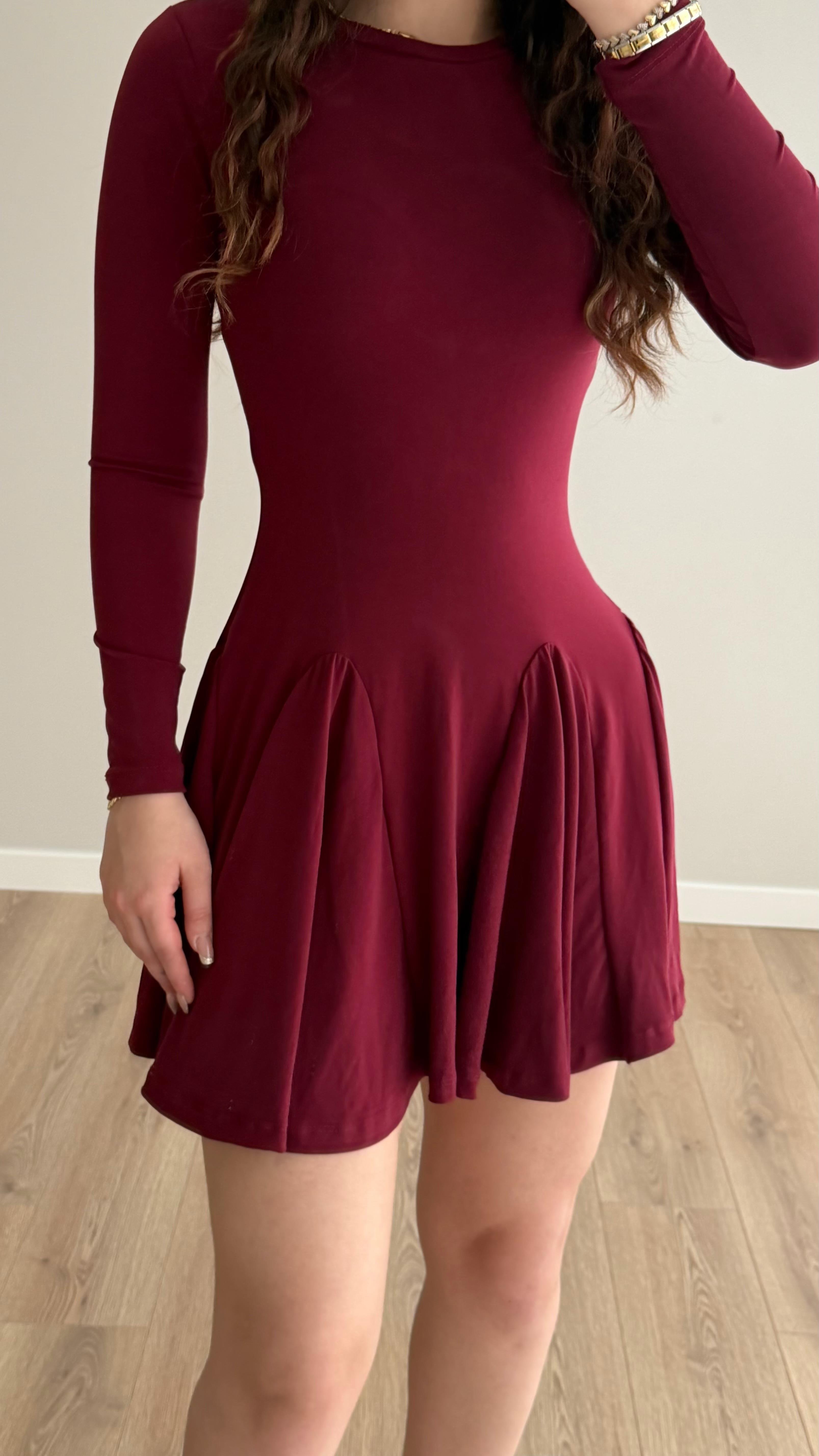 Doakes Fırfır Elbise Bordo