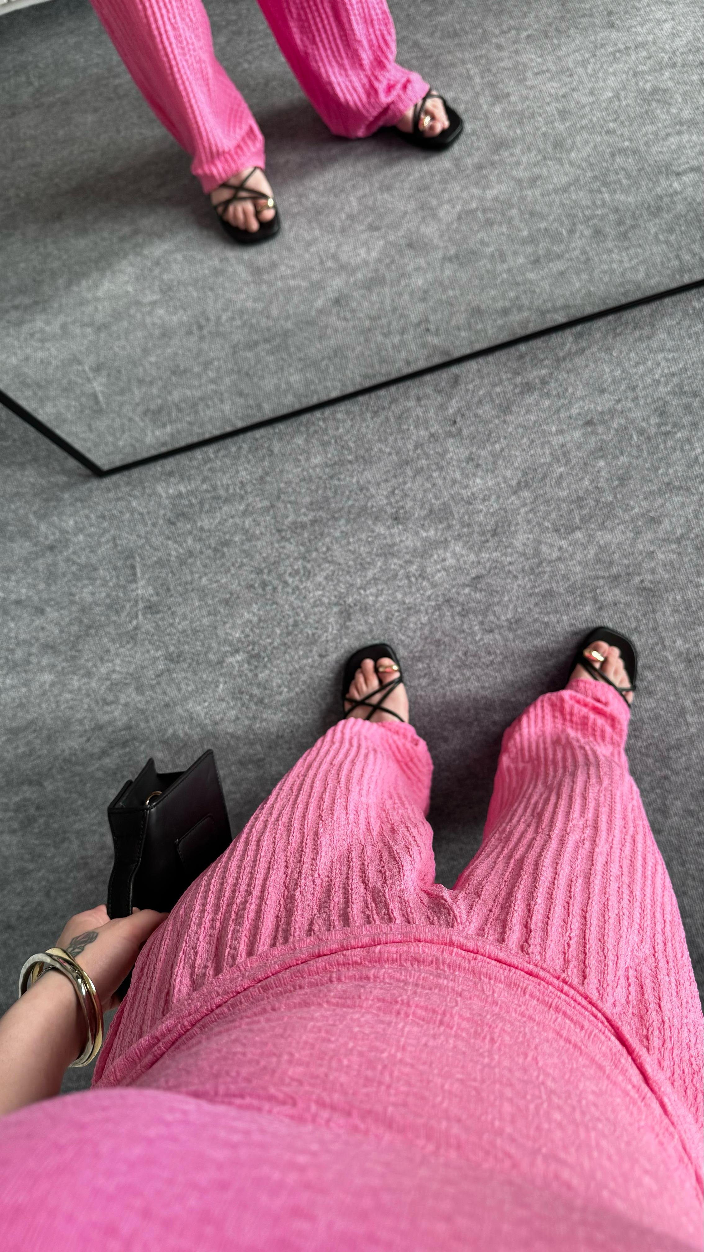 Dokulu Bürümcük Pembe Bluz