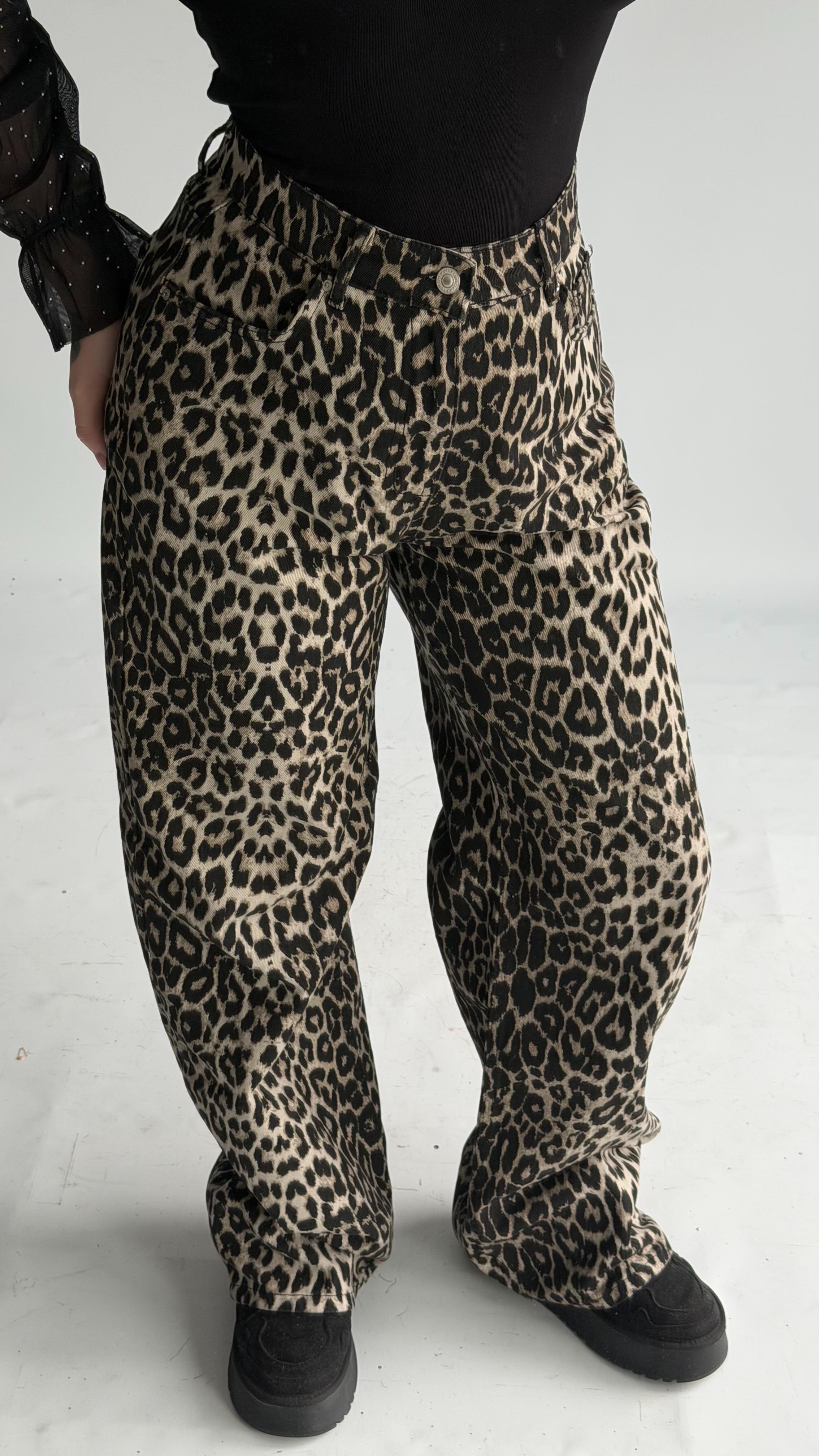 Dökümlü Leopar Palazzo Pantolon 