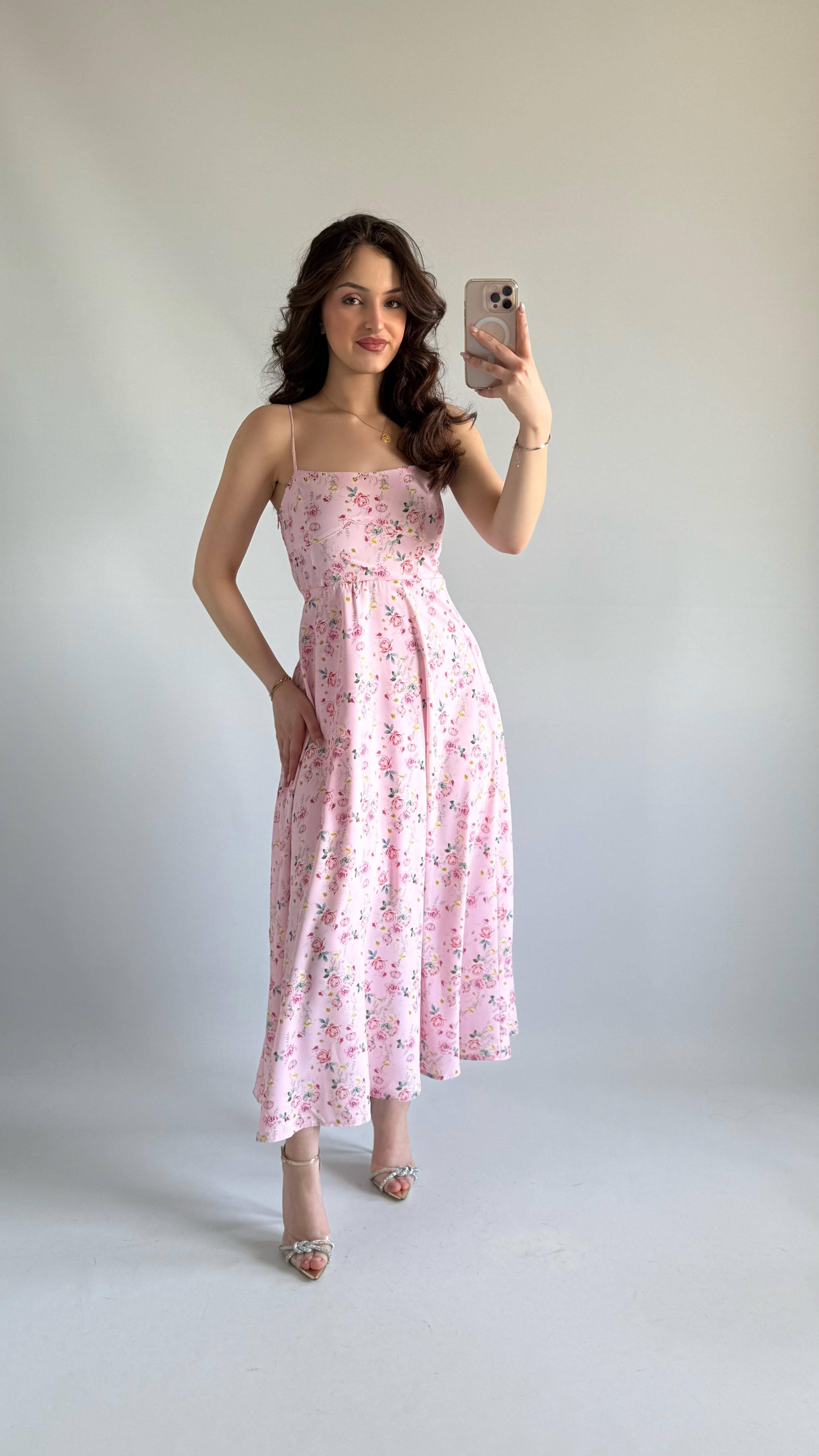 Dolce Çiçekli Pembe Elbise