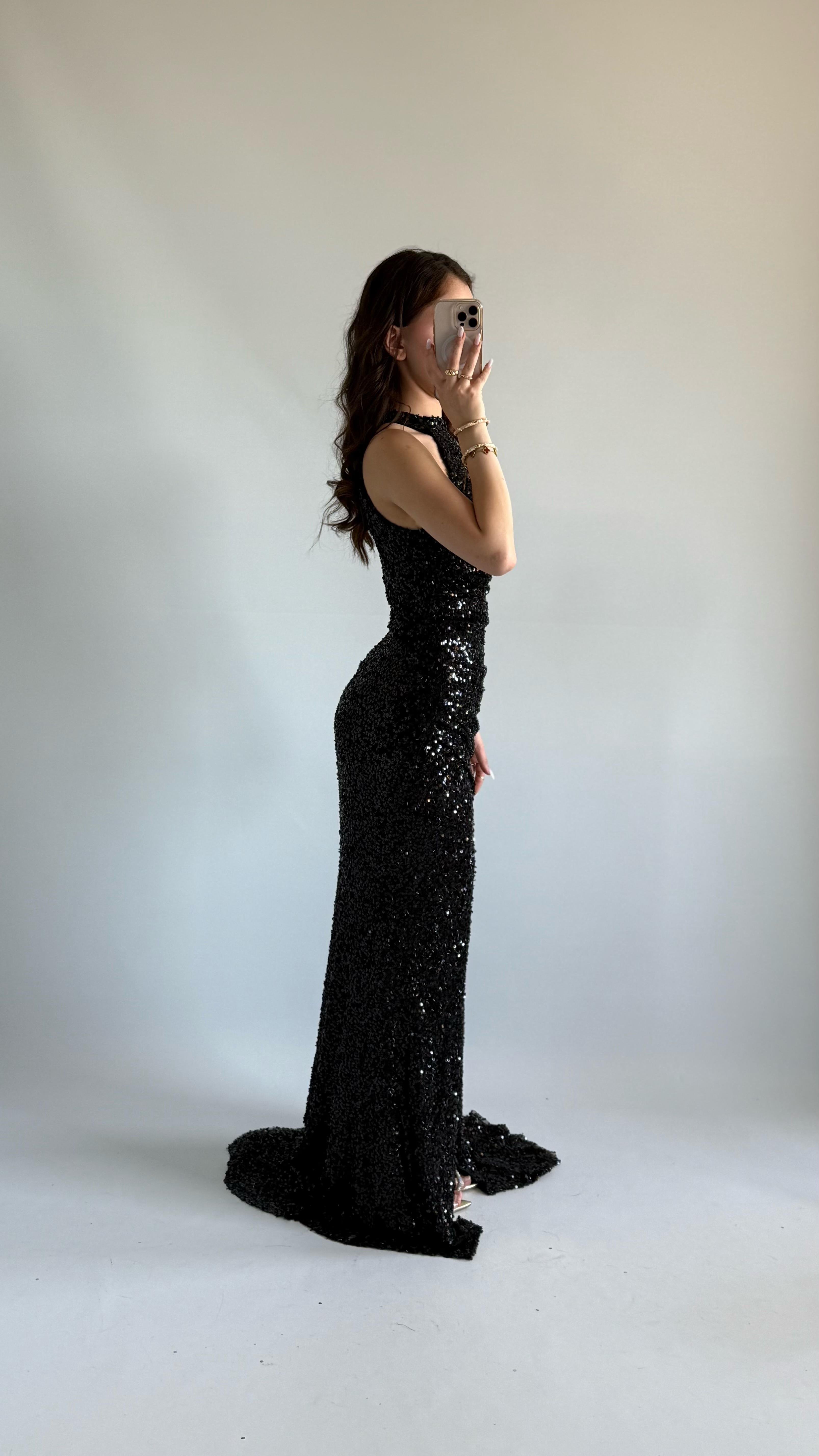 Donatella Yırtmaçlı Abiye Siyah