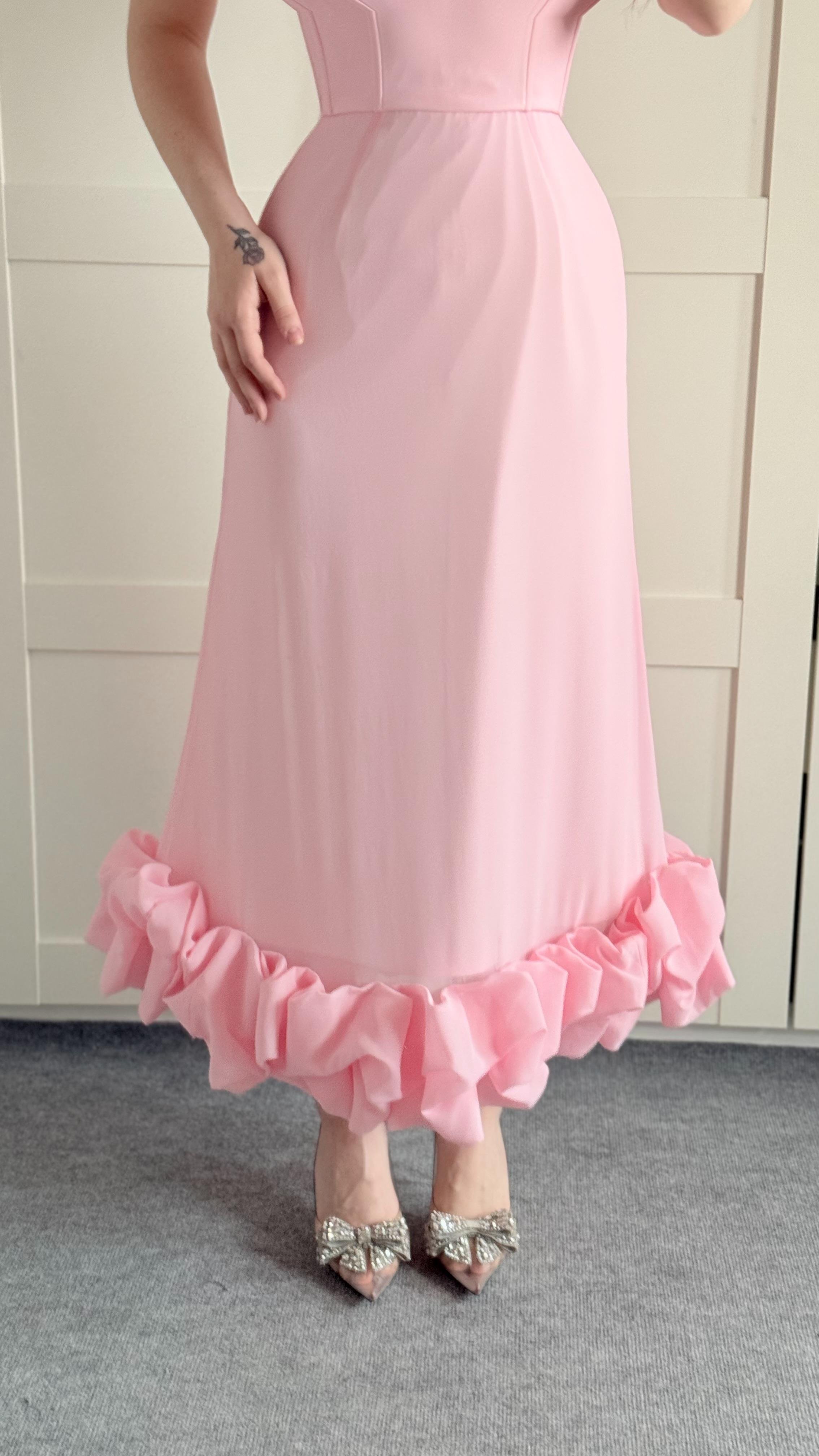 Dora Eteği Balon Elbise Pembe