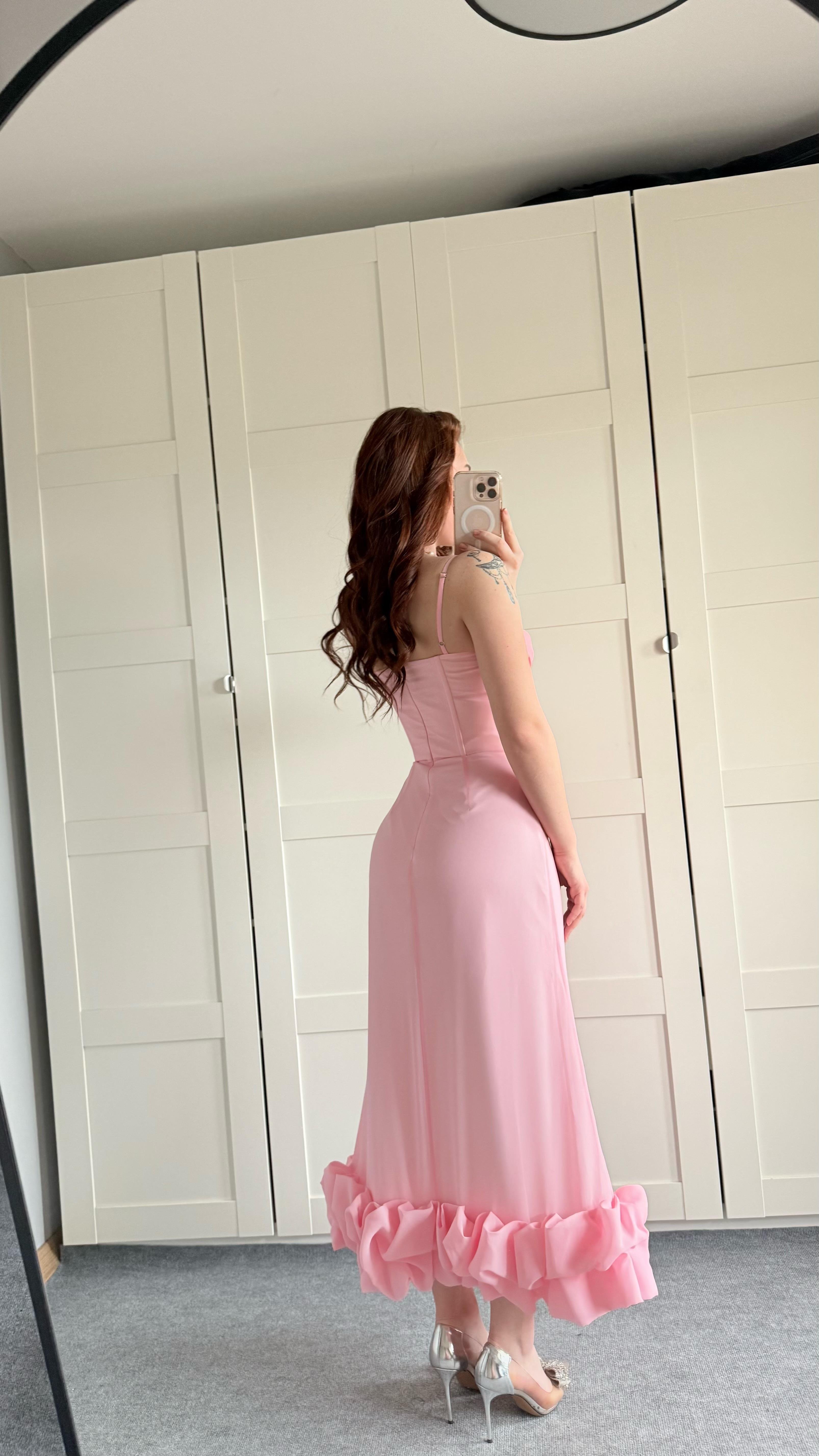 Dora Eteği Balon Elbise Pembe
