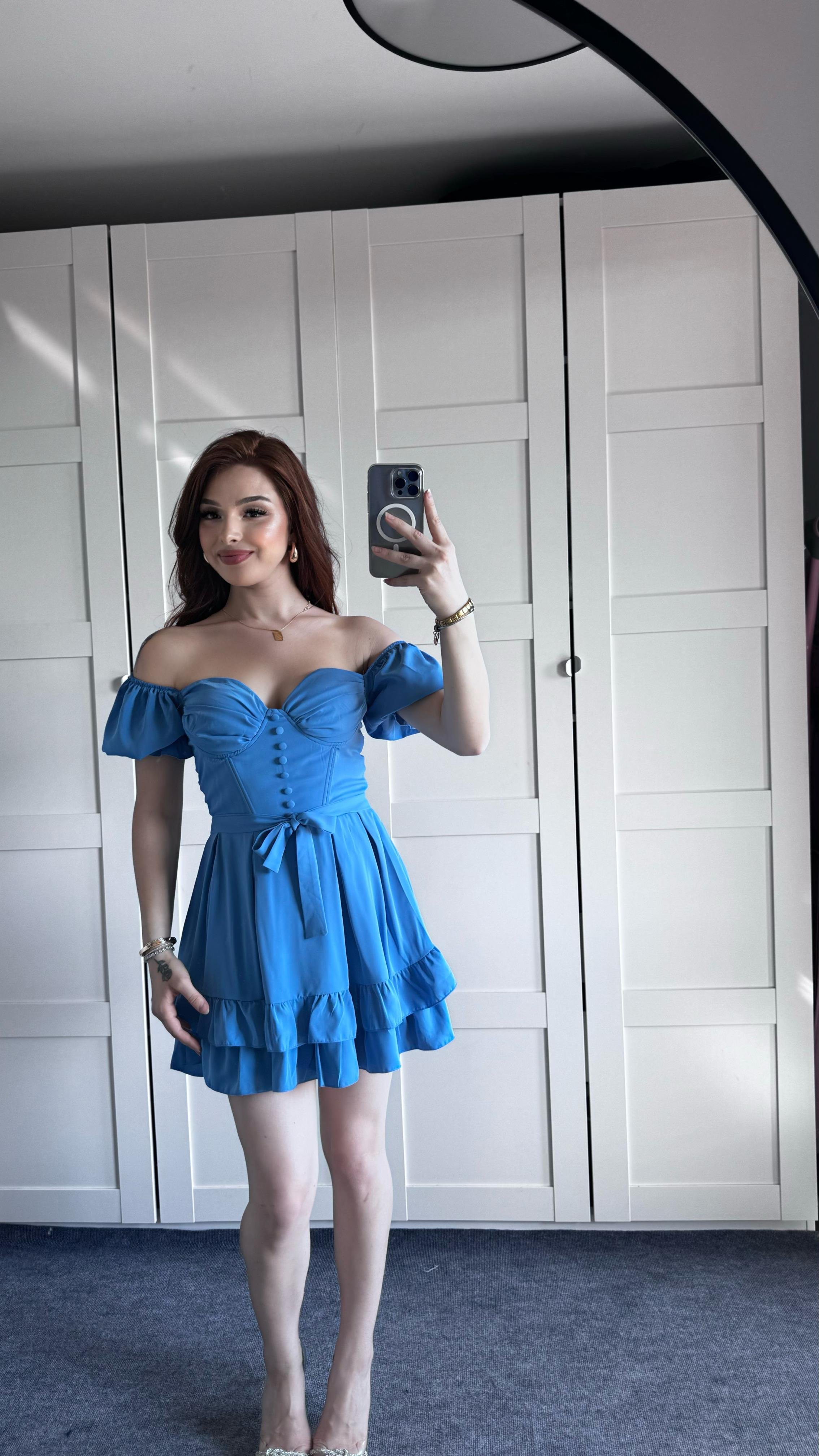 Dream Kısa Kuşaklı Elbise Mavi 