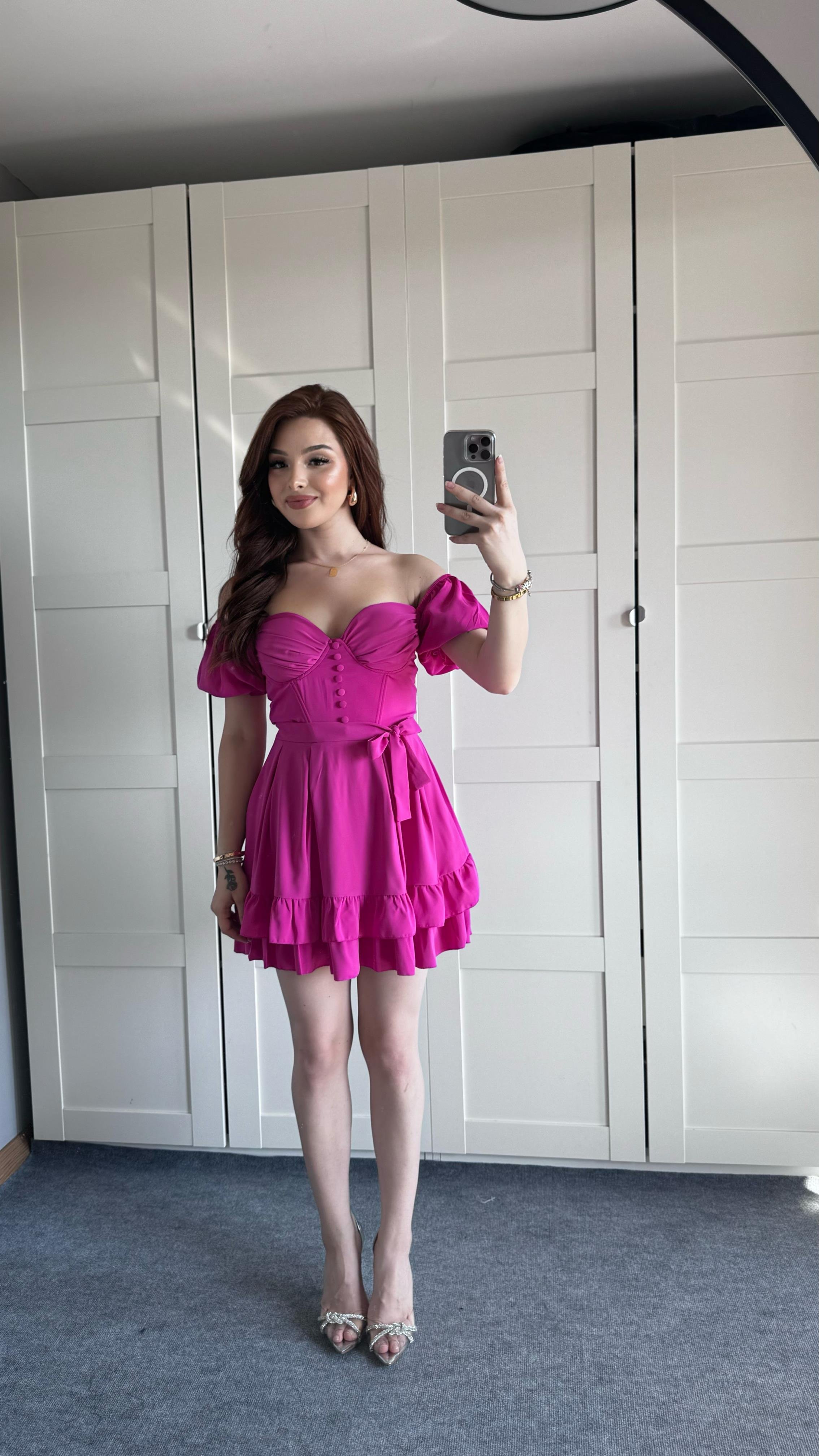 Dream Kısa Kuşaklı Elbise Pembe 