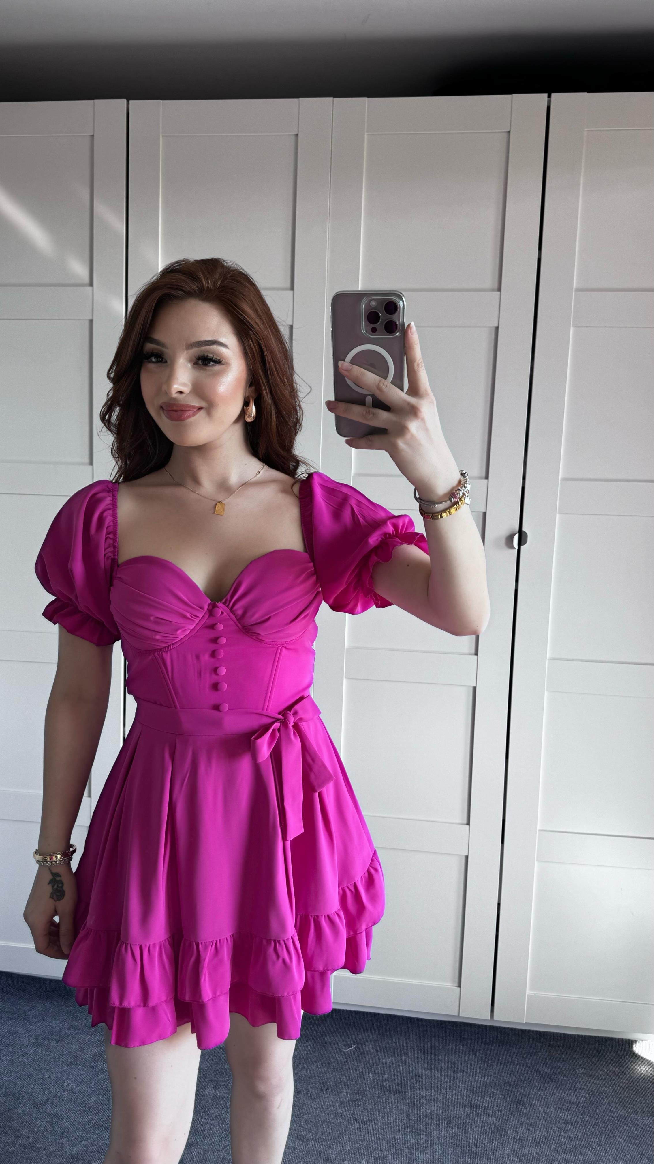 Dream Kısa Kuşaklı Elbise Pembe 