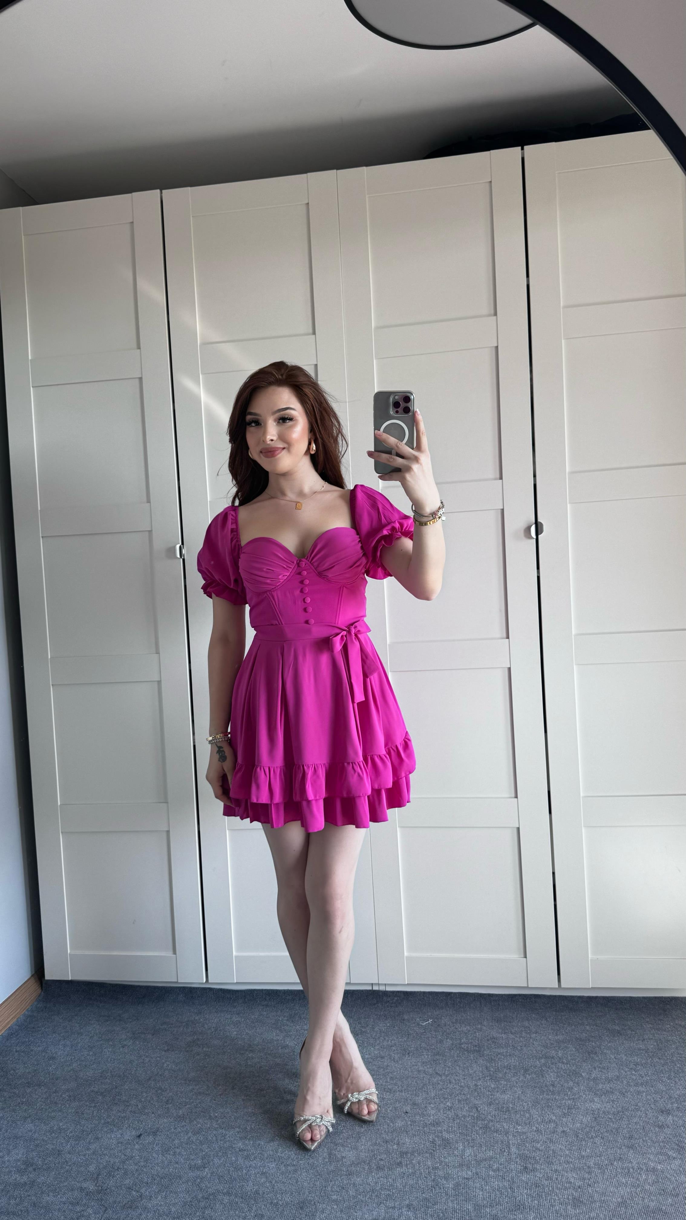 Dream Kısa Kuşaklı Elbise Pembe 