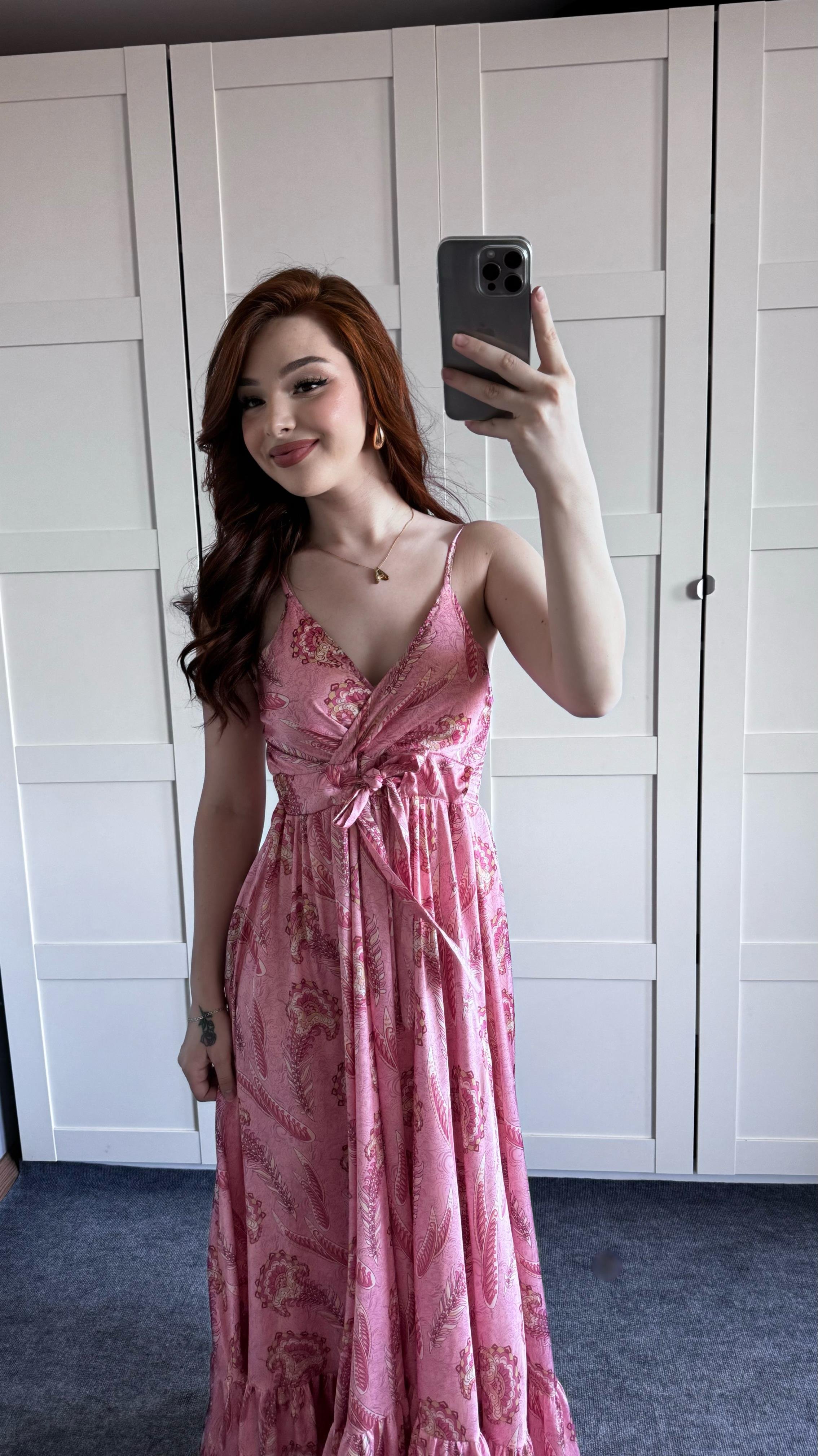 Eftalya Pembe Saten Elbise