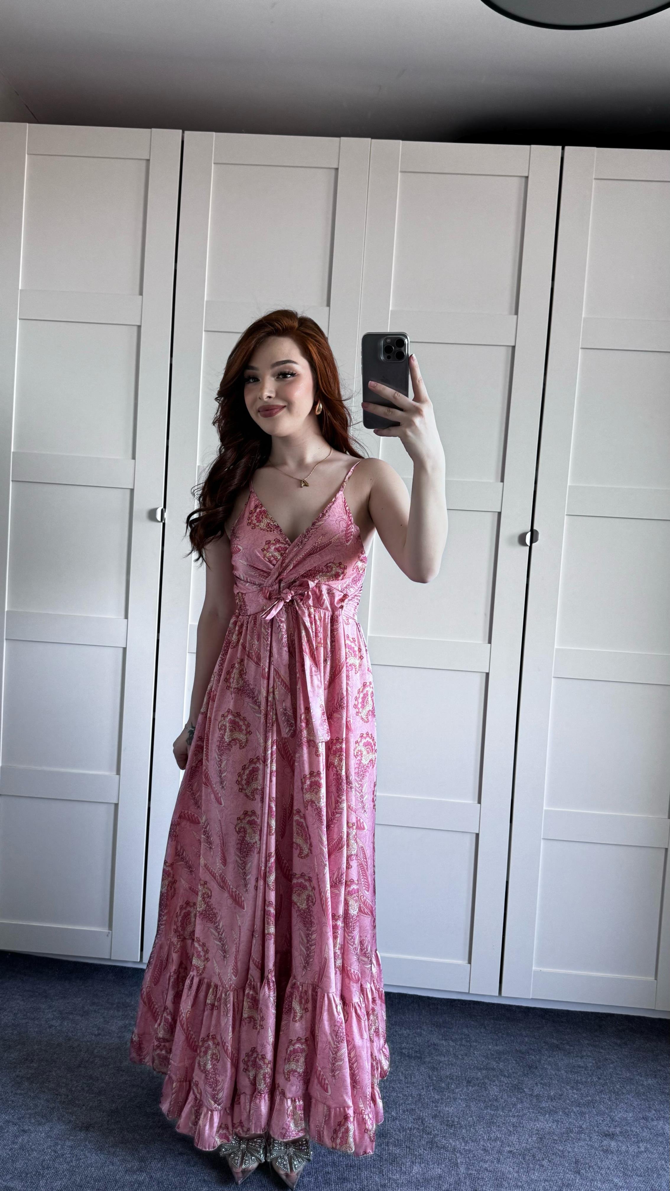 Eftalya Pembe Saten Elbise