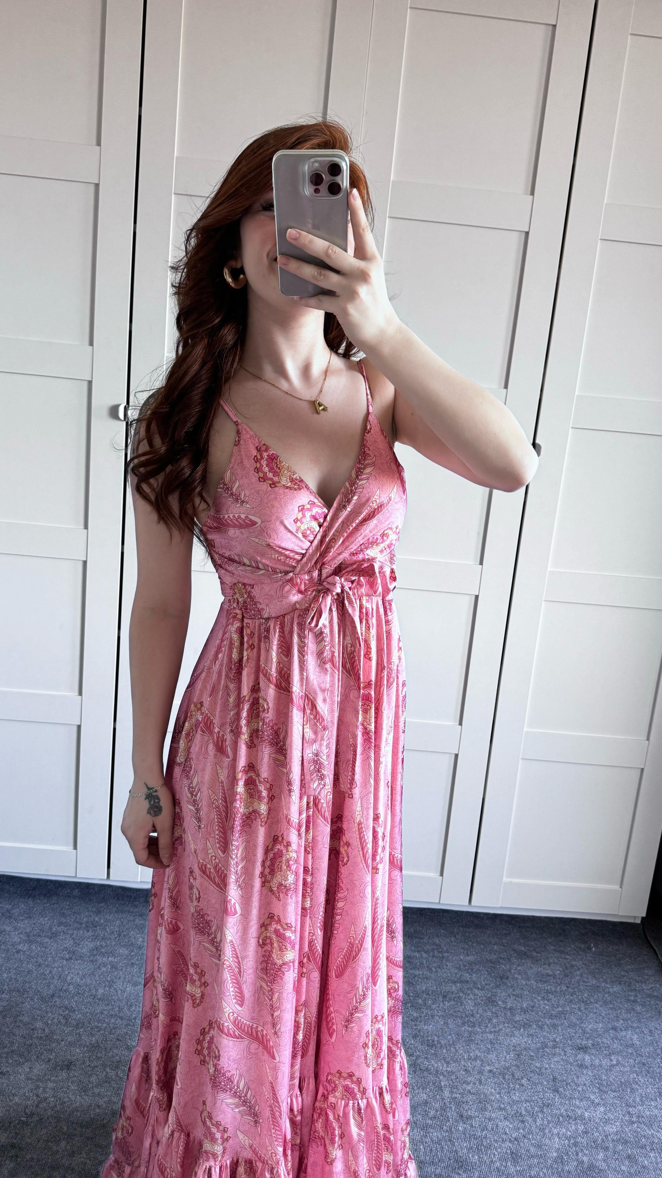 Eftalya Pembe Saten Elbise