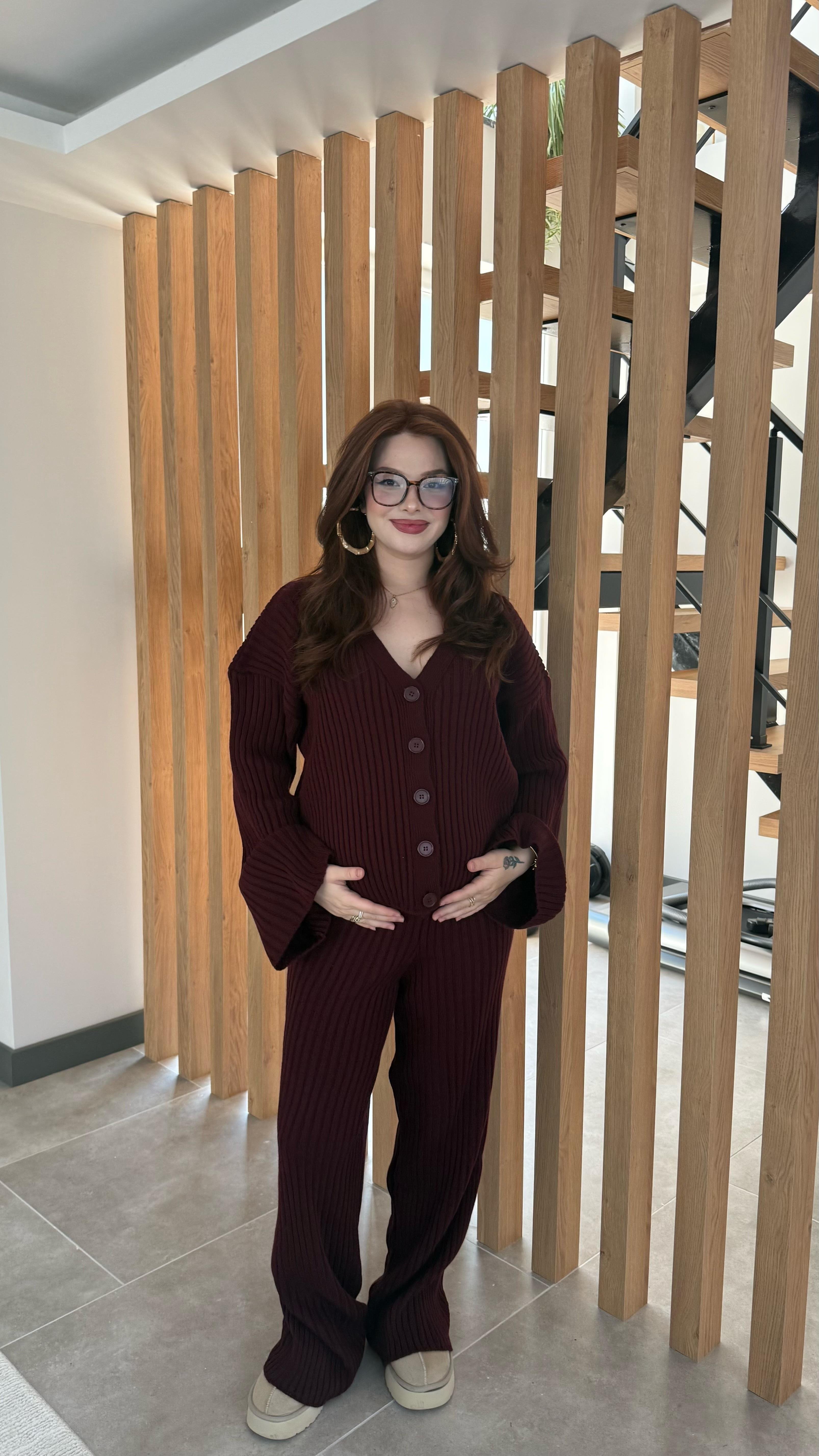 Elie Düğmeli Hırka Takım bordo