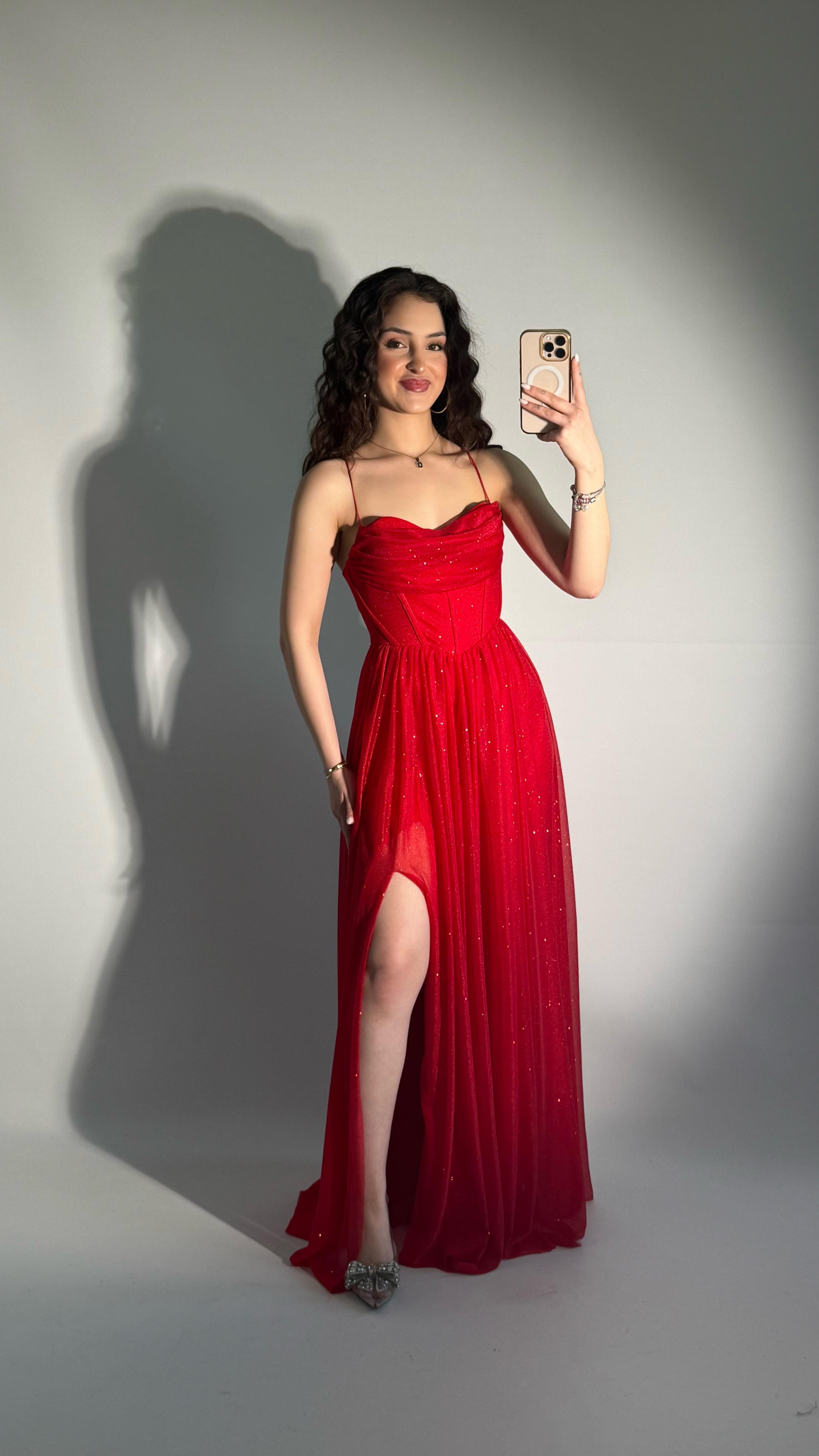 Elsa Simli Abiye Kırmızı