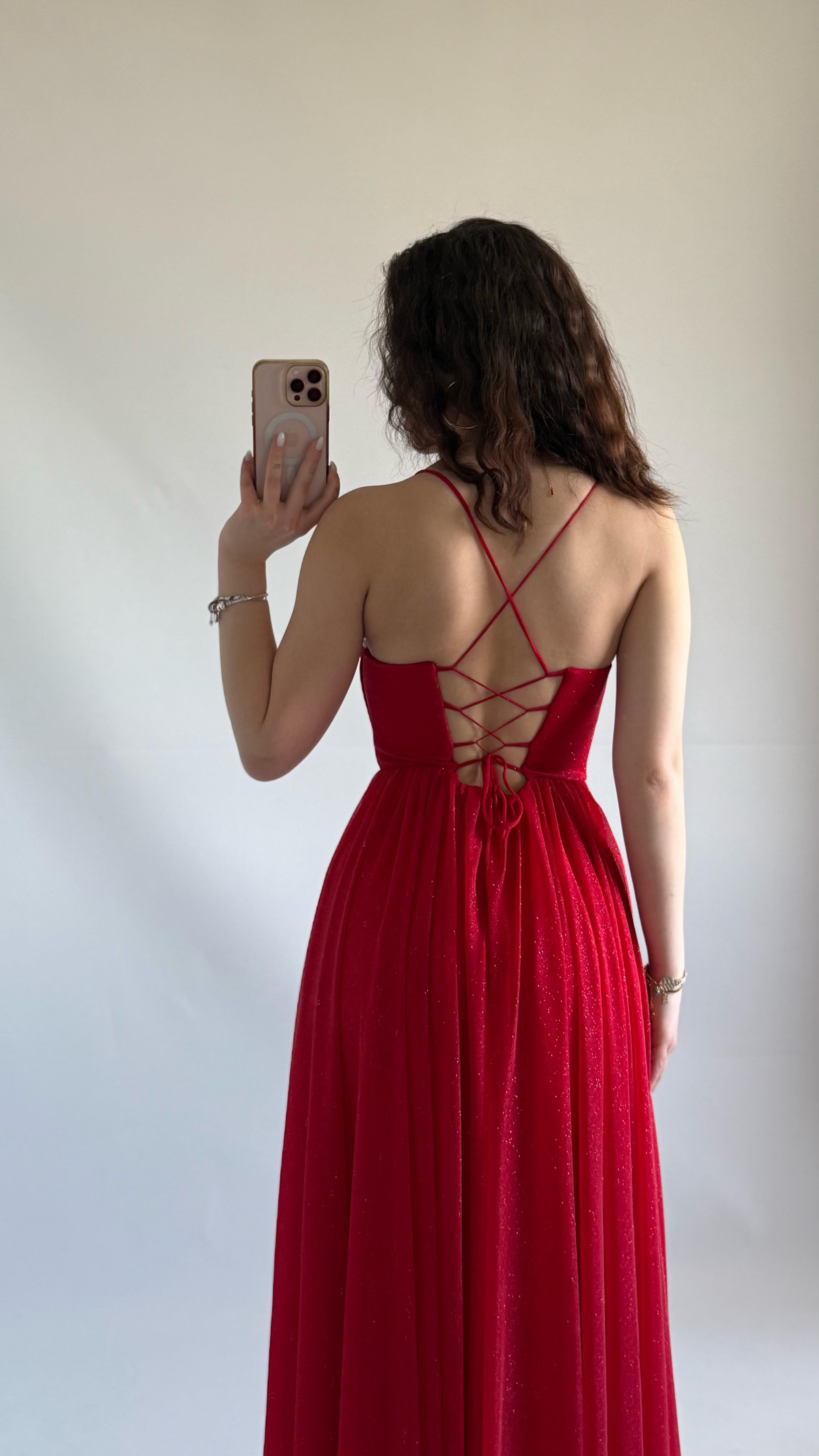 Elsa Simli Abiye Kırmızı