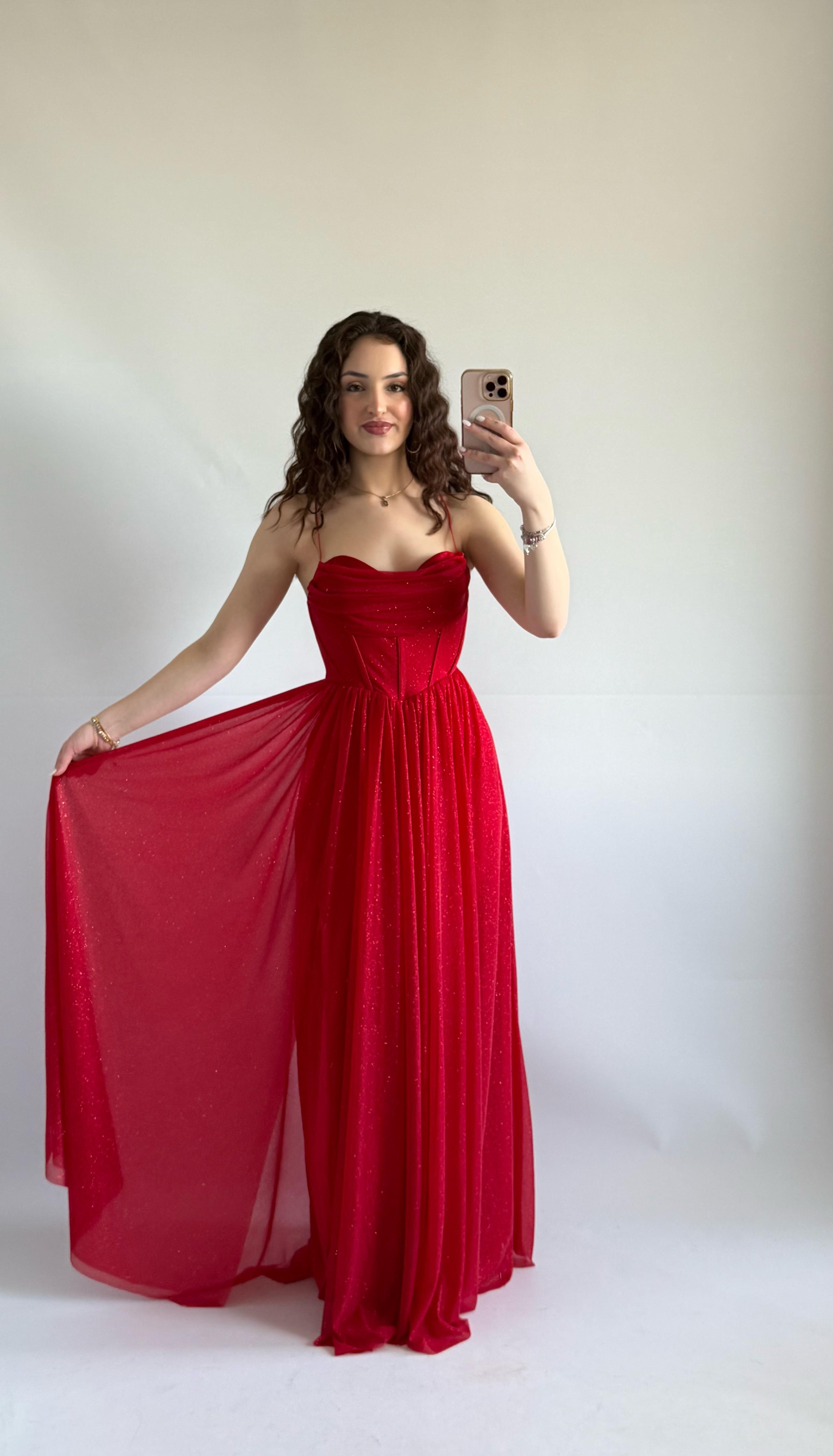 Elsa Simli Abiye Kırmızı