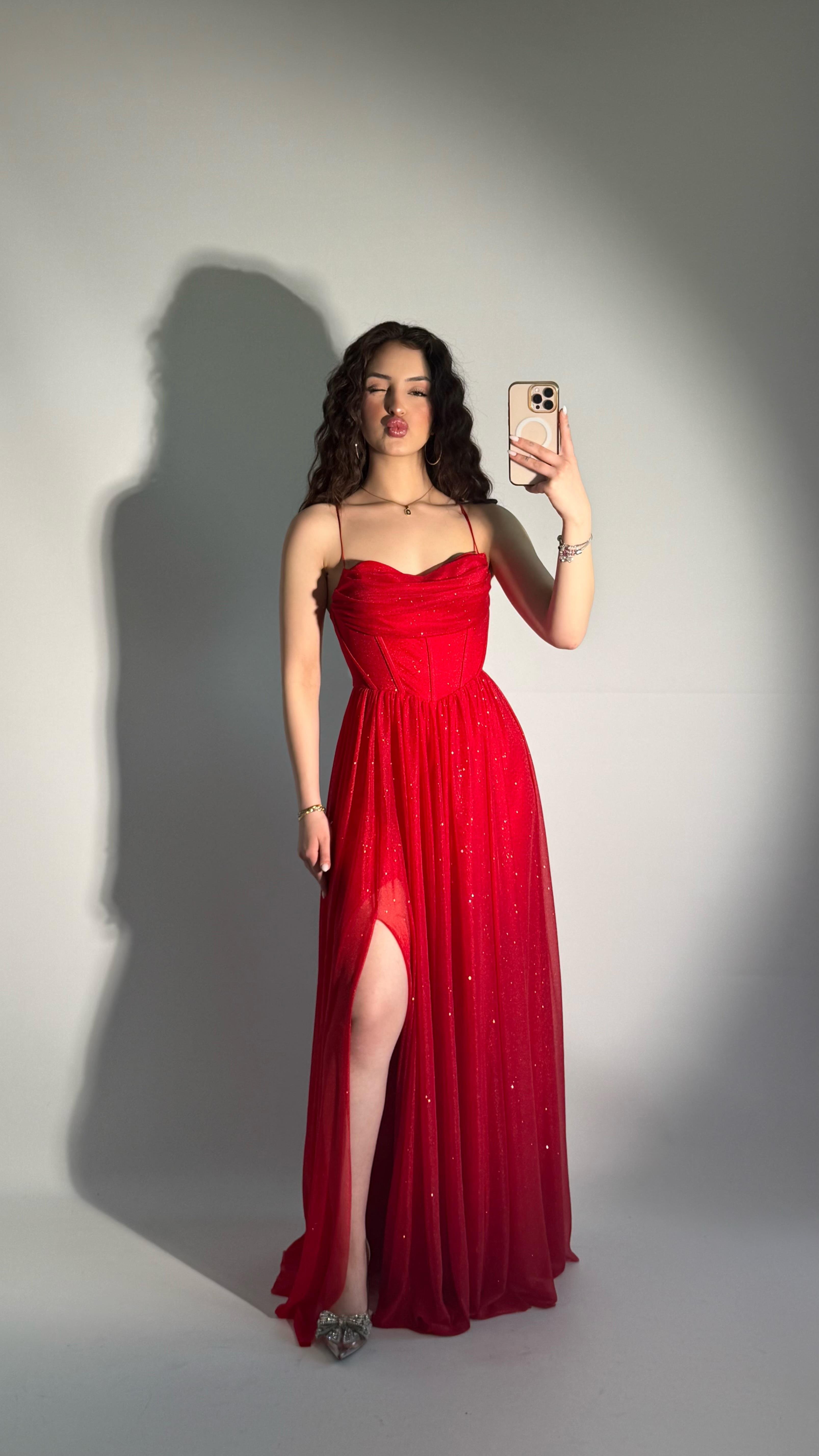Elsa Simli Abiye Kırmızı