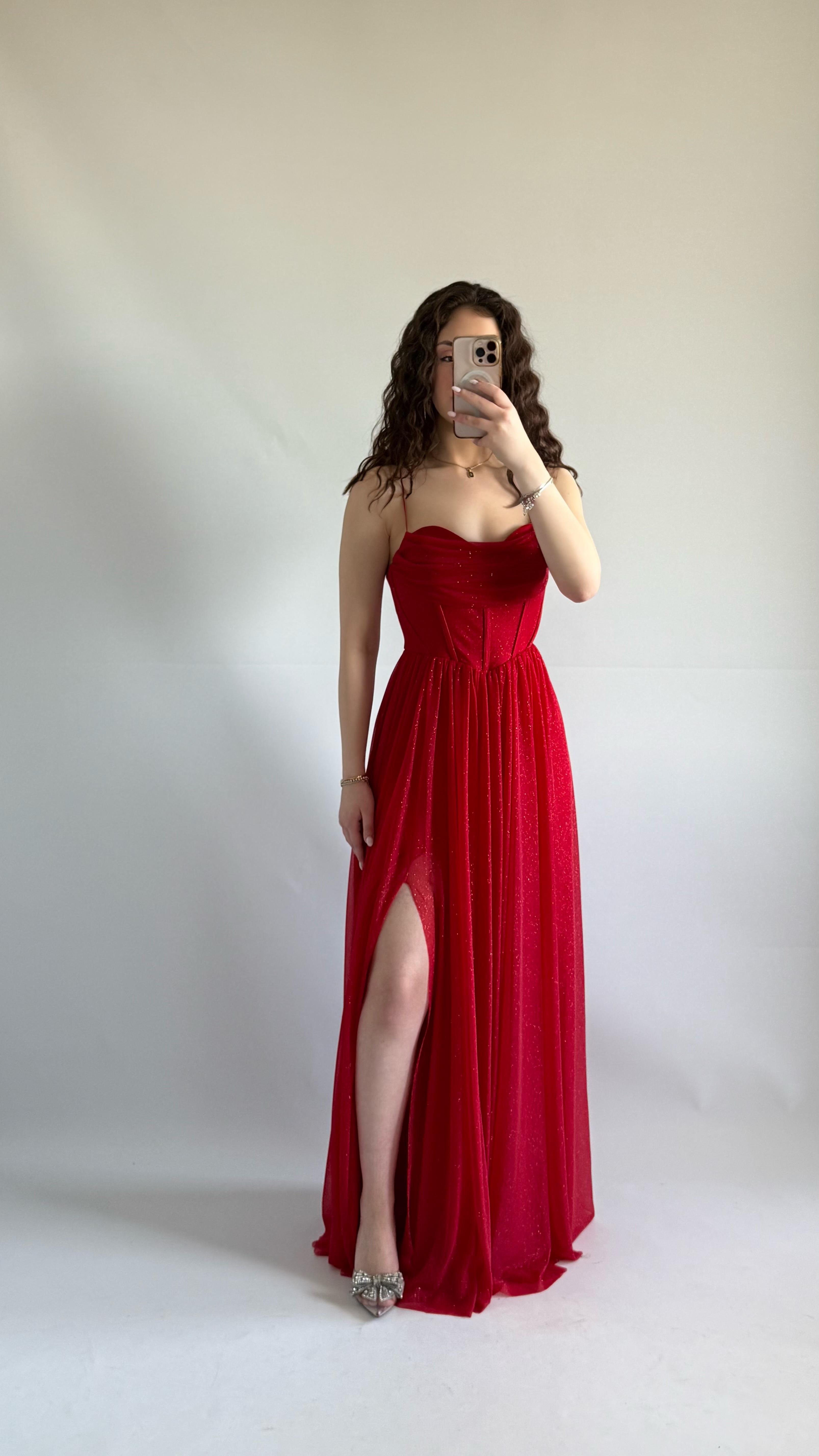 Elsa Simli Abiye Kırmızı