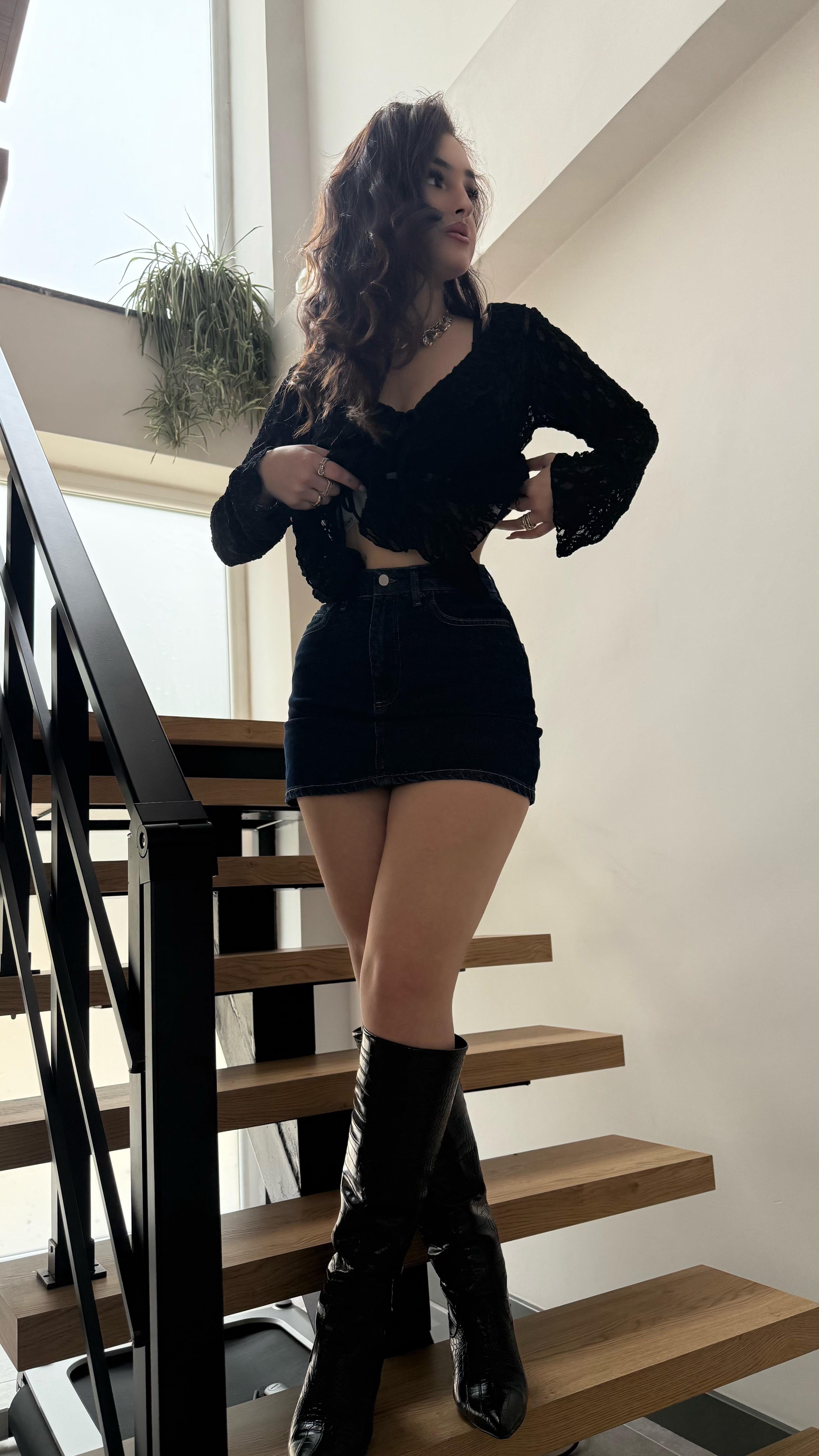 Fermuarlı Kot Etek Lacivert