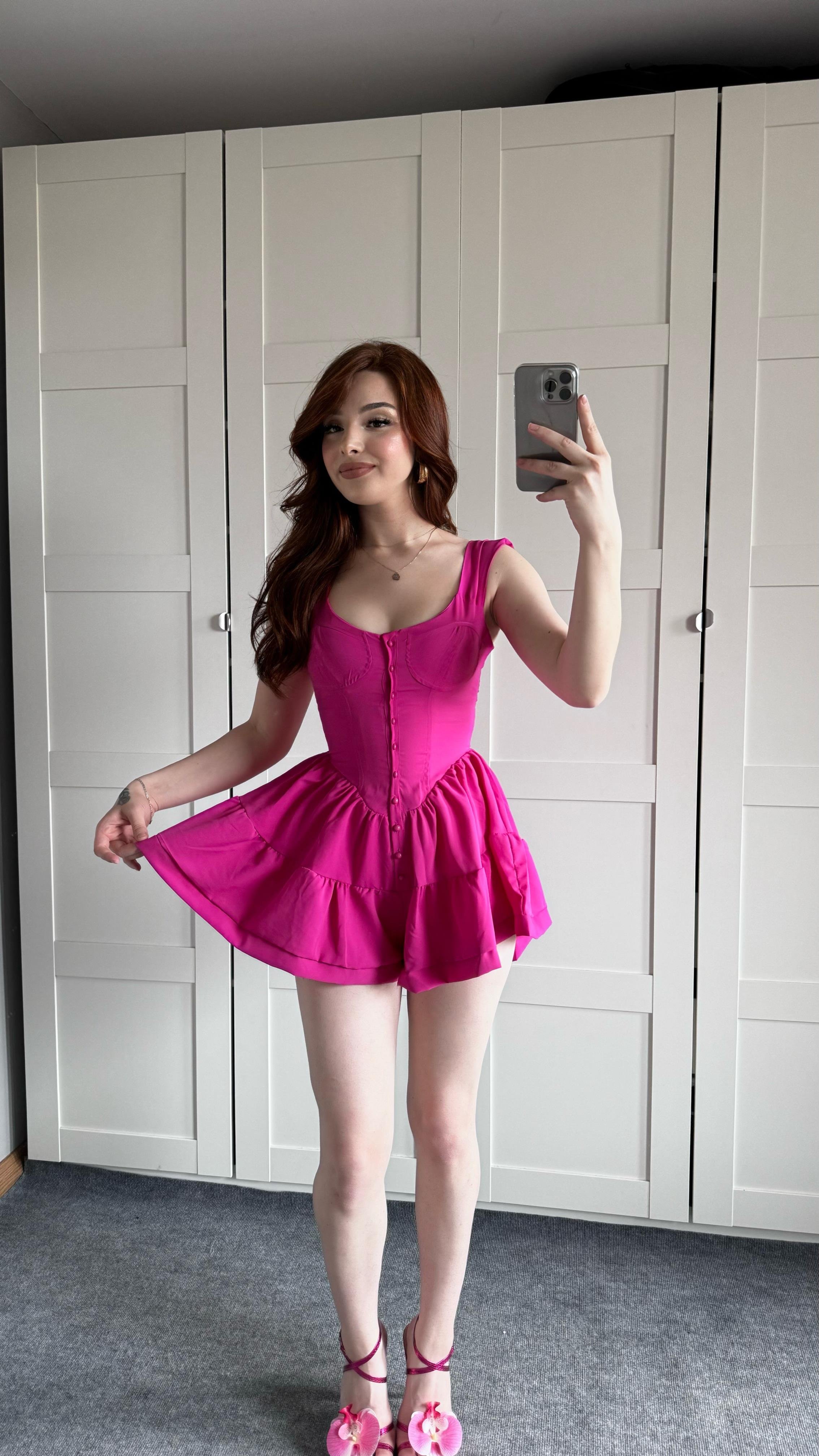 Fırfırlı Mini Şort Tulum Pembe 