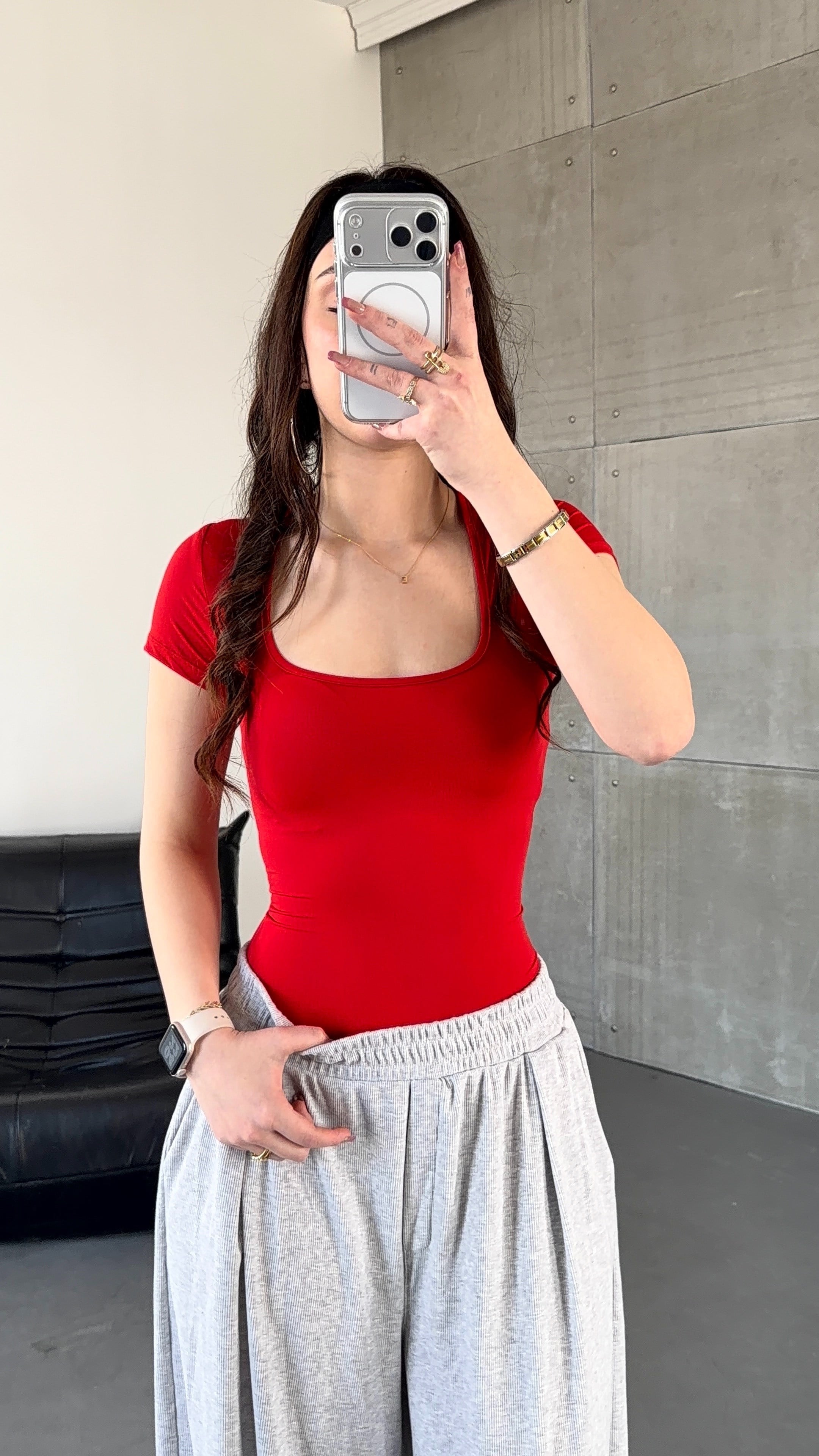 Fit Gösteren Basic Tişört Kırmızı