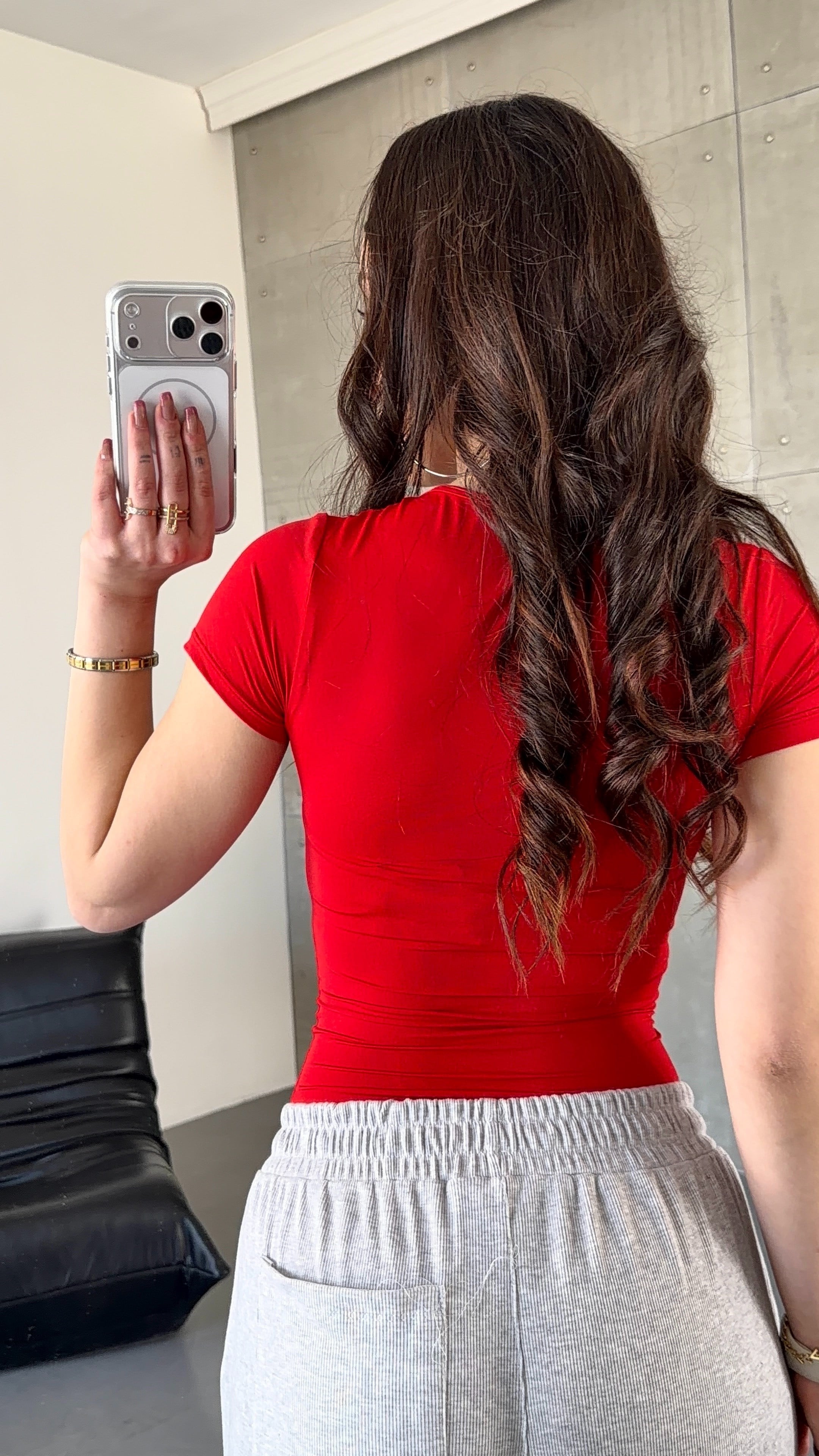 Fit Gösteren Basic Tişört Kırmızı