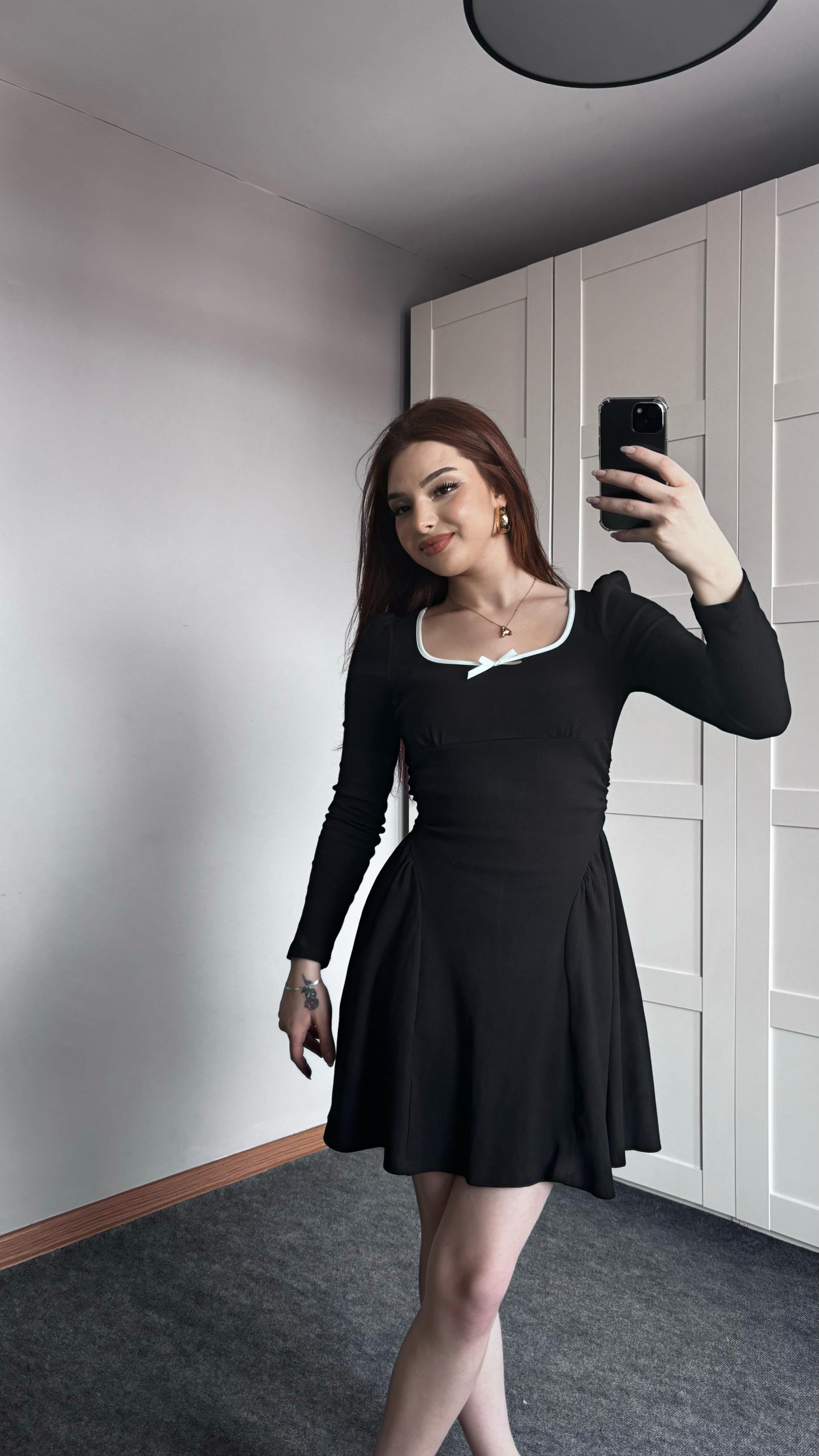 Fiyonk Kurdeleli Fitilli Elbise 