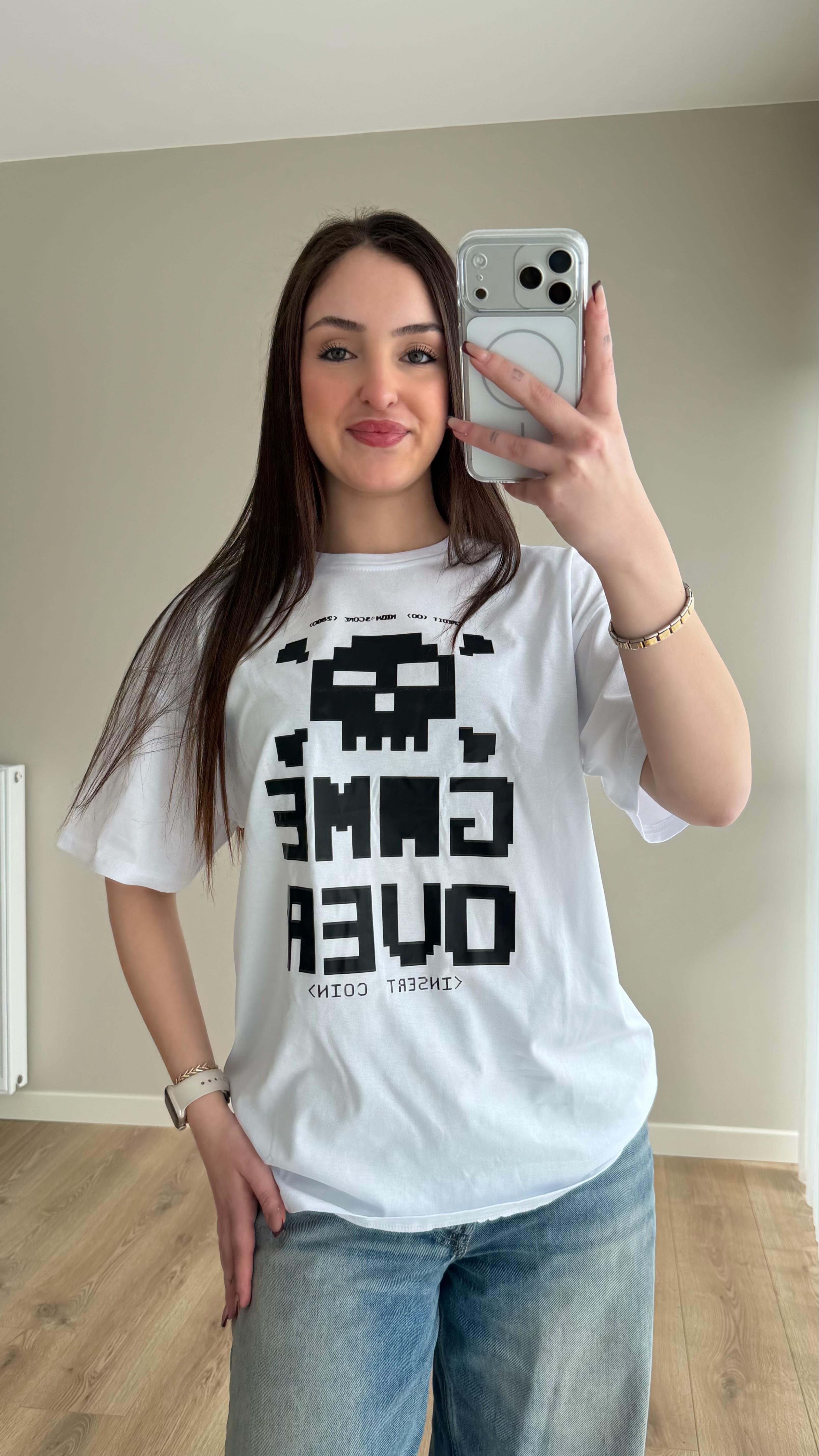 Game Over Tişört Beyaz