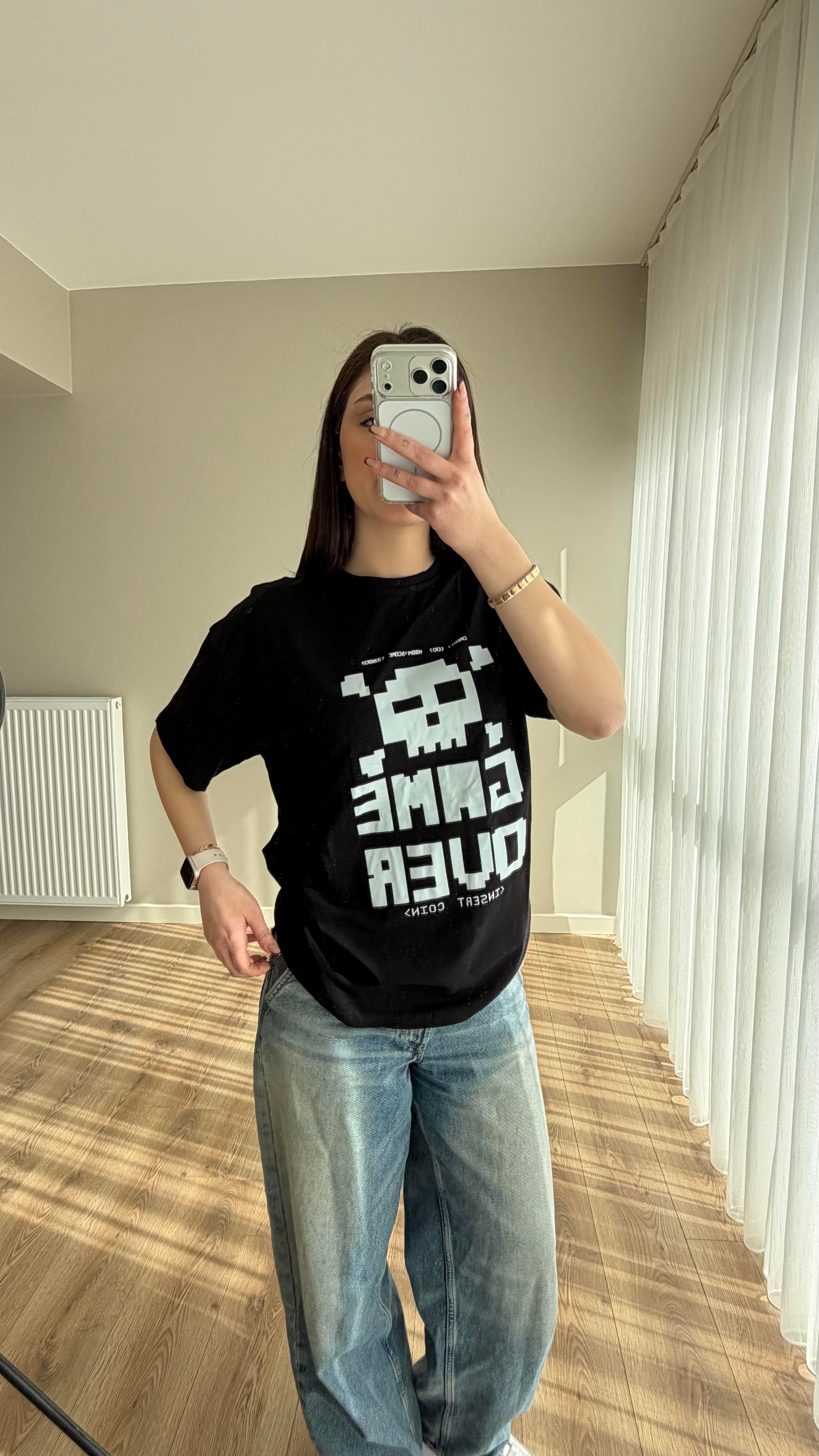 Game Over Tişört Siyah