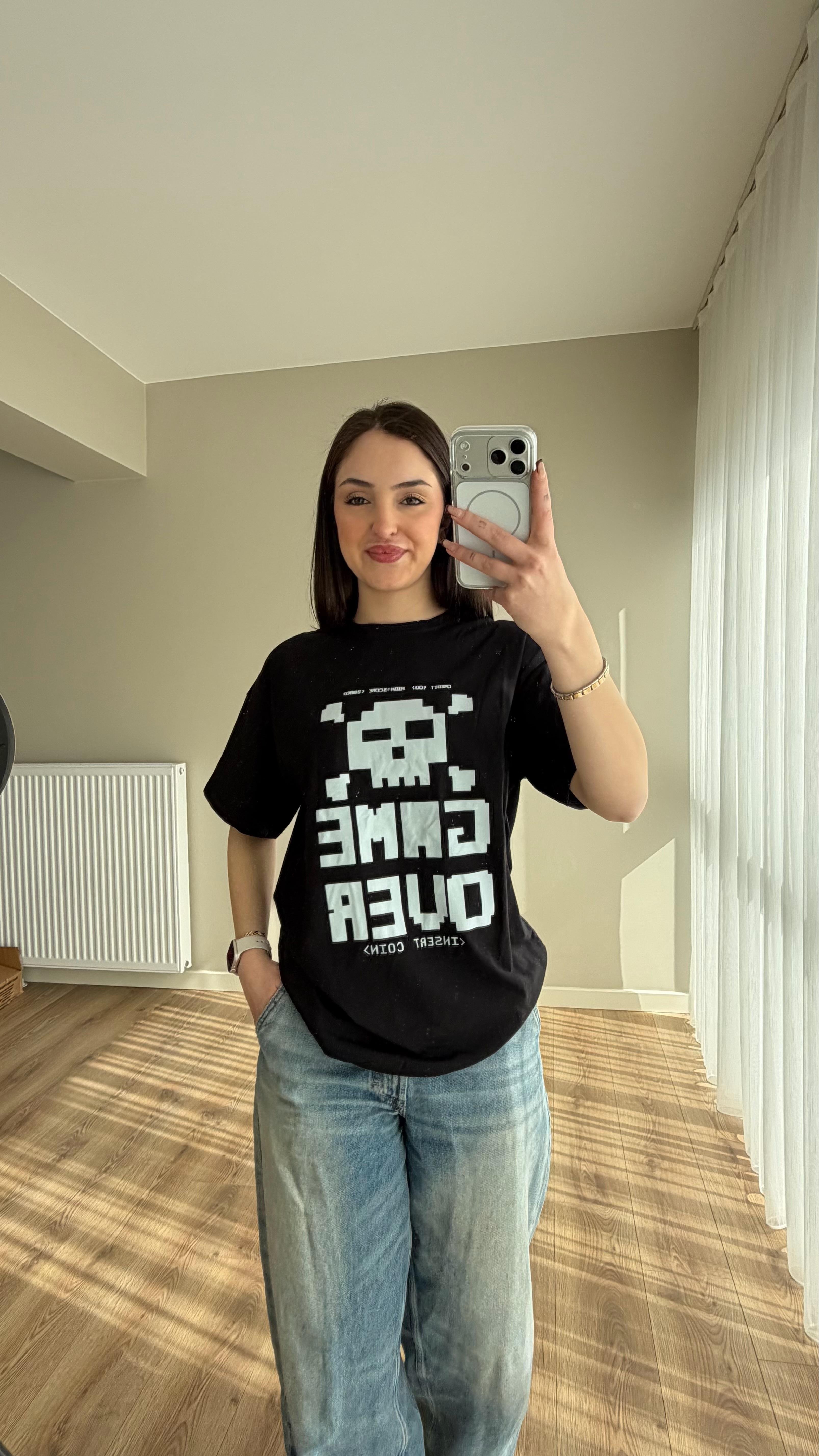 Game Over Tişört Siyah