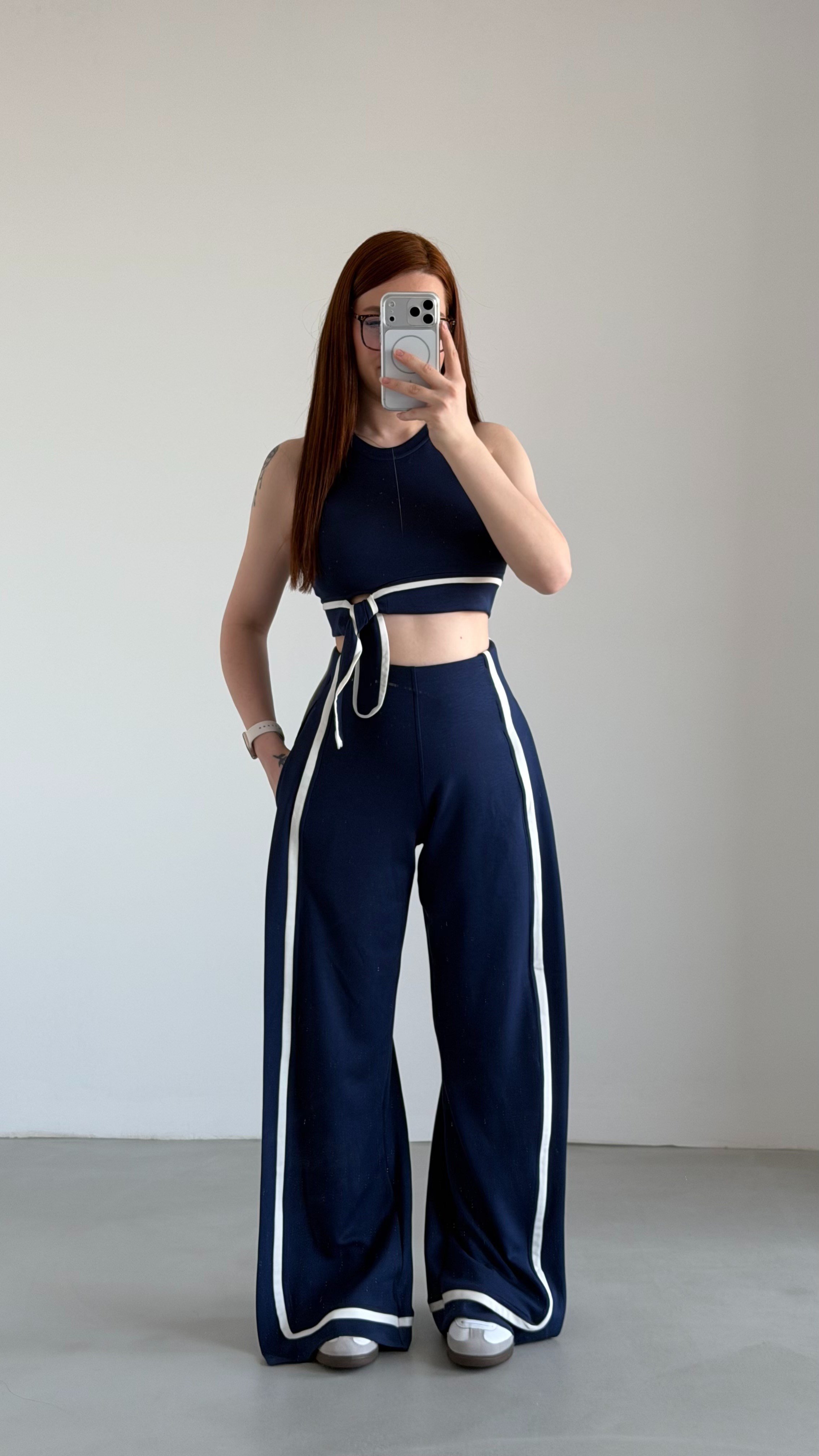 Hadise Crop Bağlama Takım Lacivert 