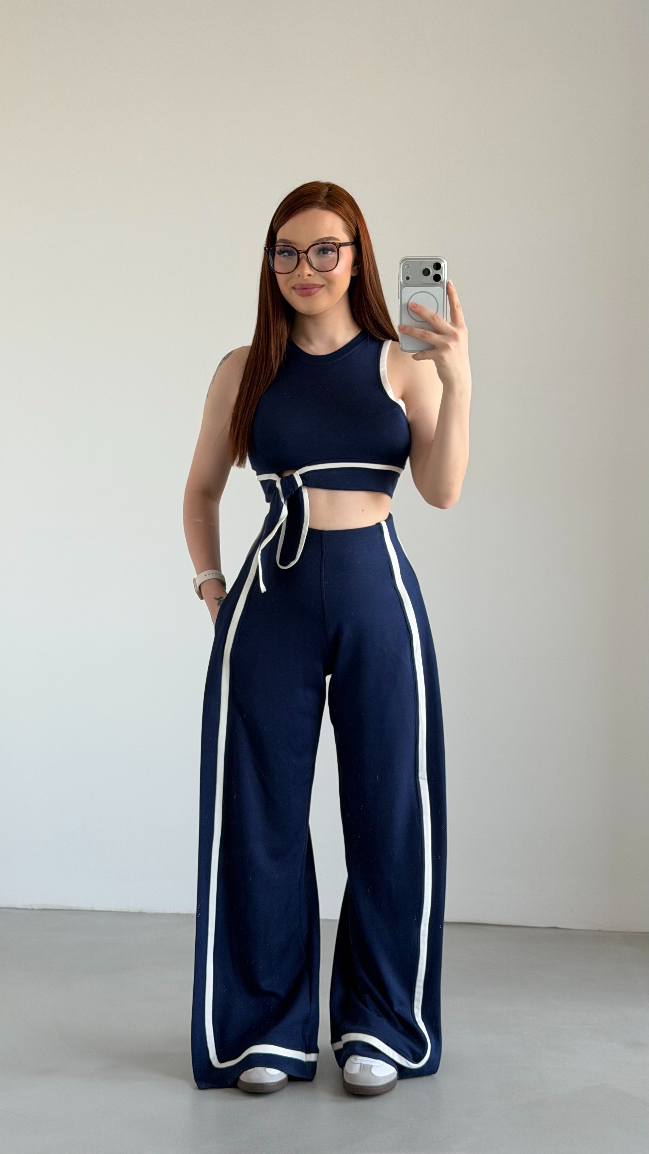 Hadise Crop Bağlama Takım Lacivert 