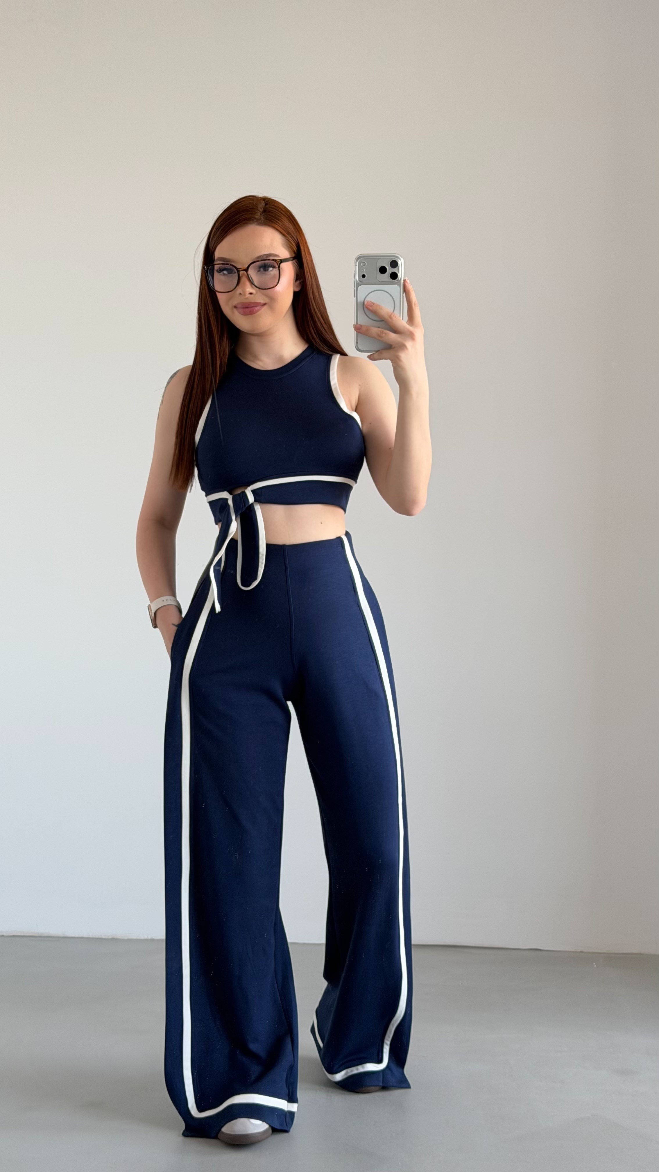 Hadise Crop Bağlama Takım Lacivert 