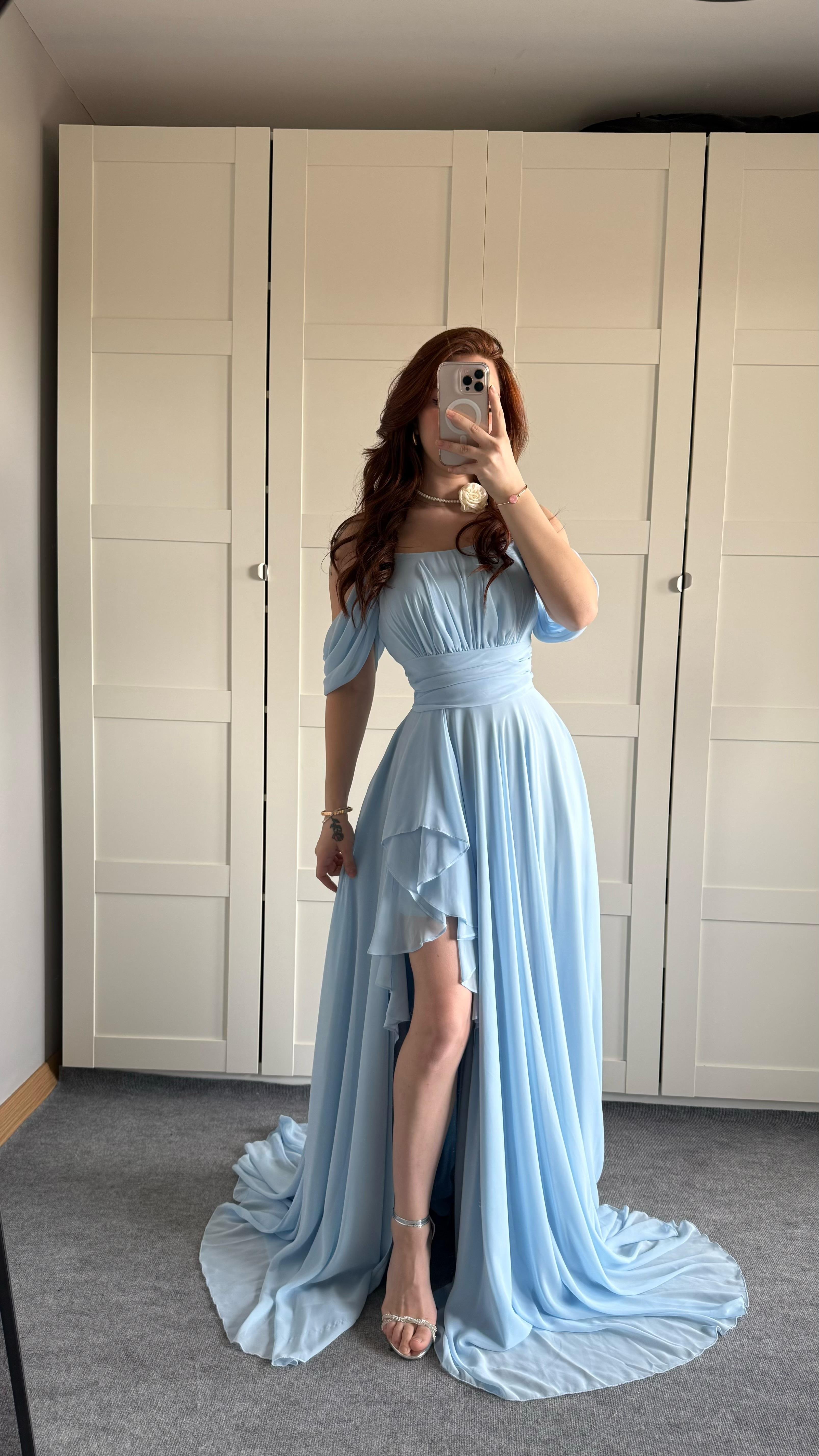 Helen Şifon Abiye Bebe Mavisi