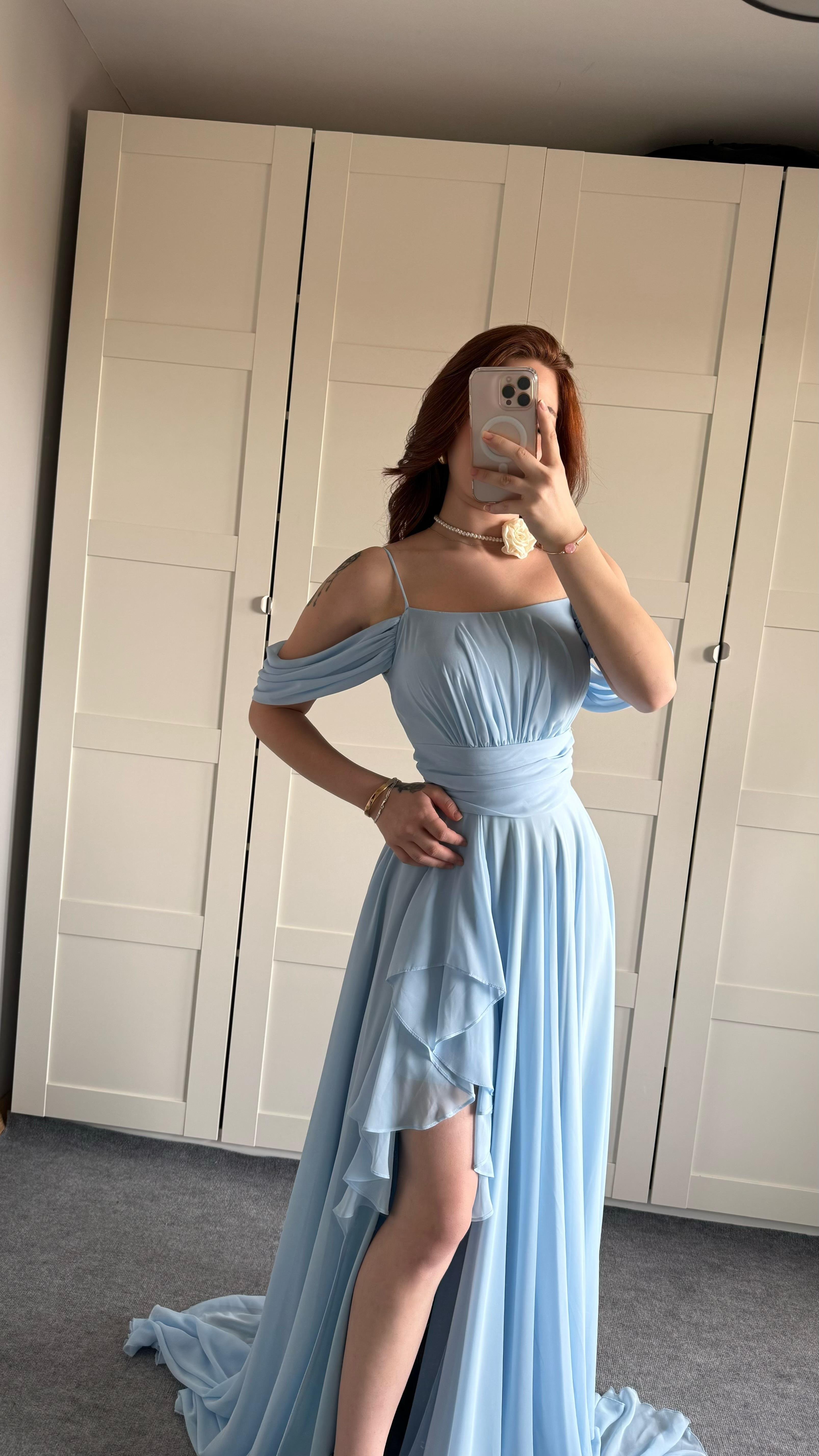 Helen Şifon Abiye Bebe Mavisi