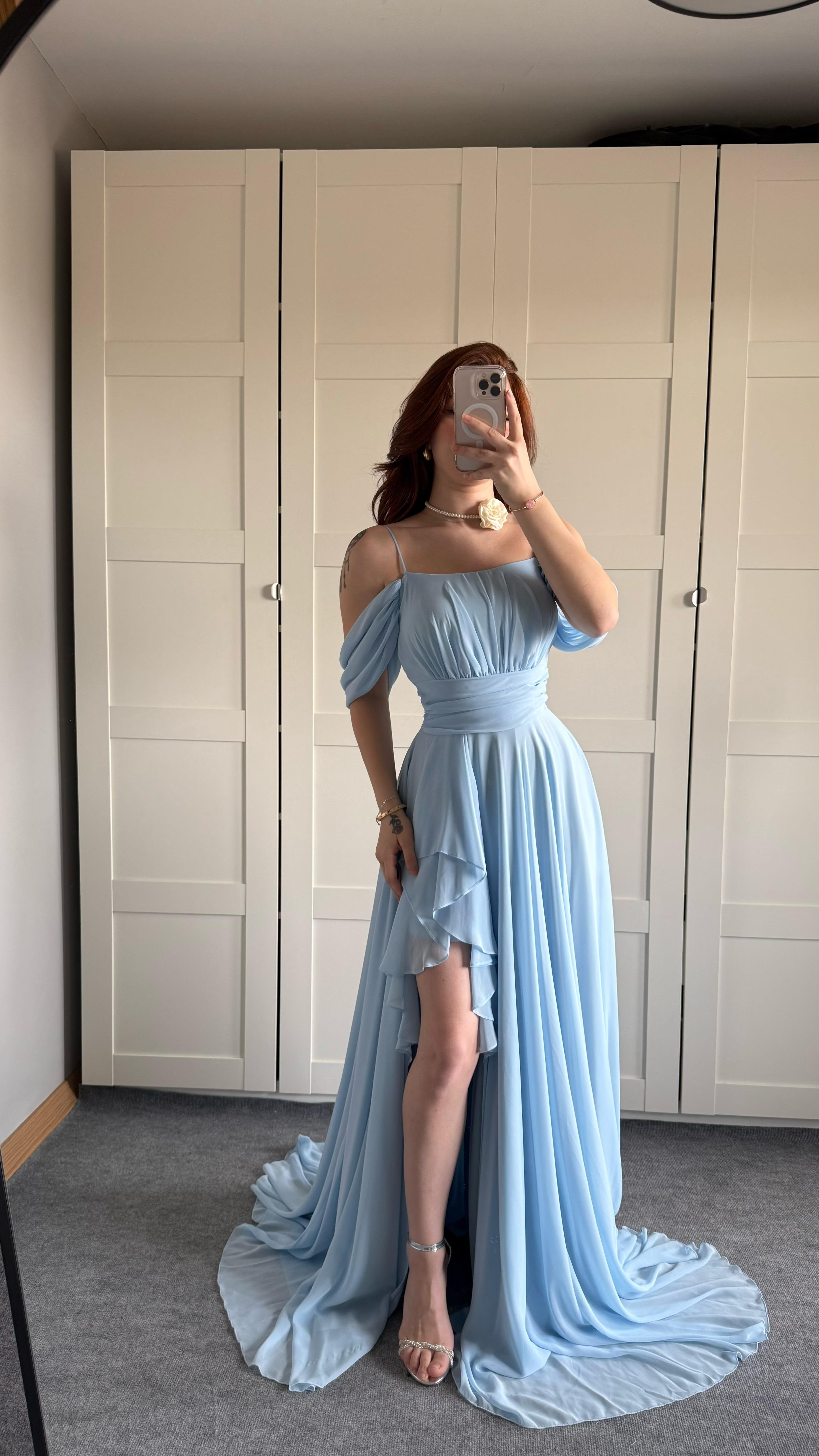 Helen Şifon Abiye Bebe Mavisi