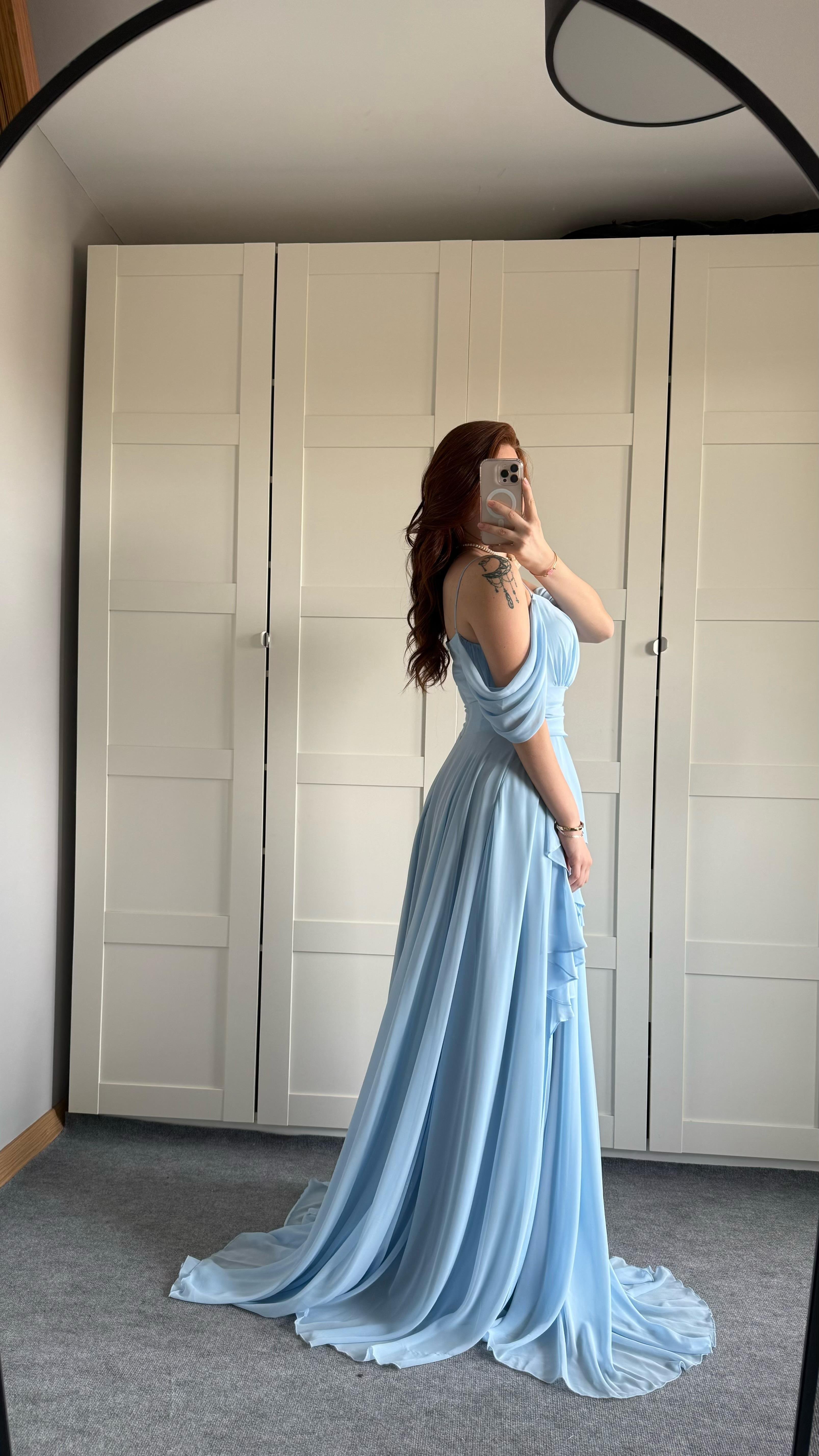 Helen Şifon Abiye Bebe Mavisi