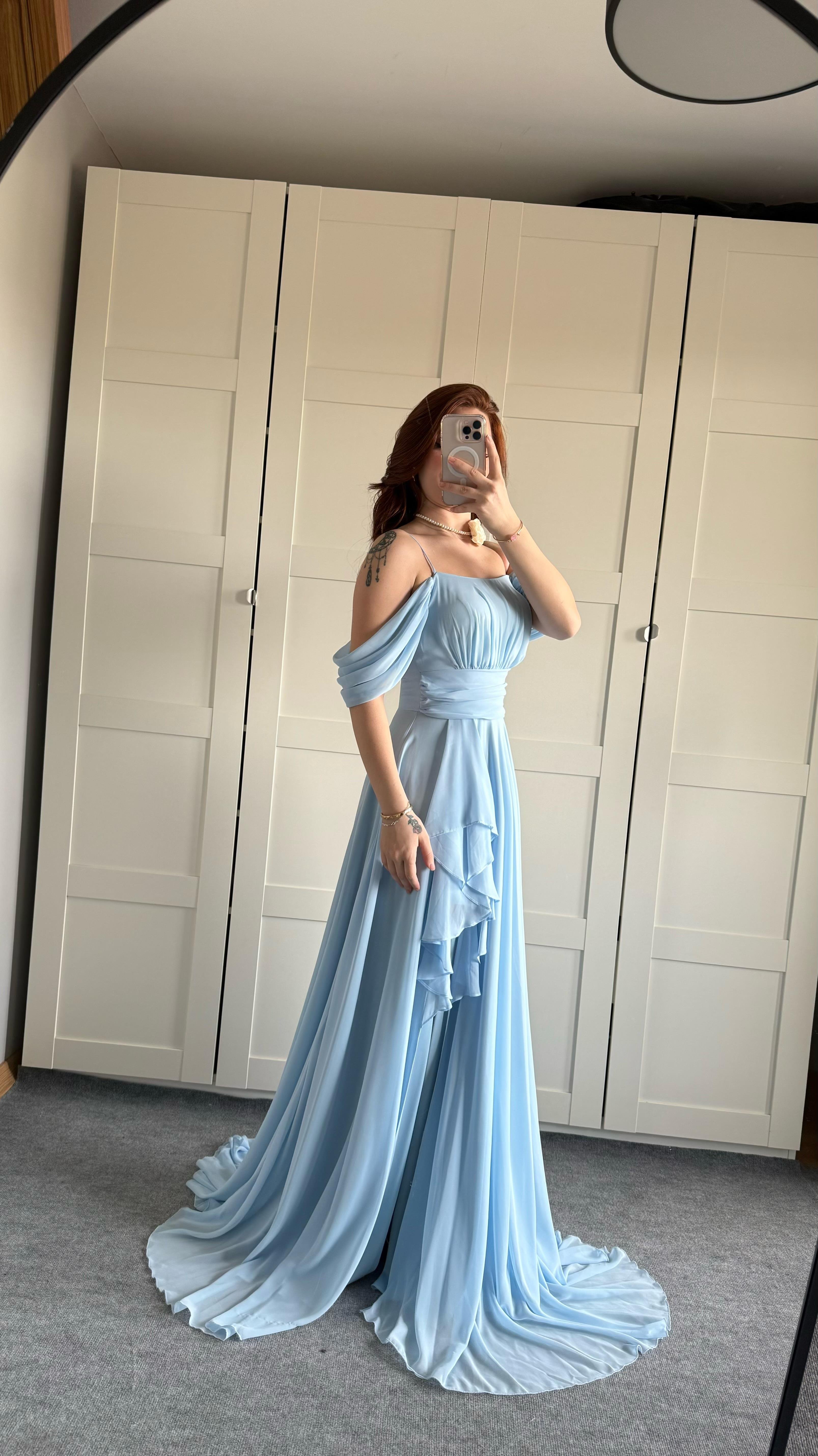 Helen Şifon Abiye Bebe Mavisi