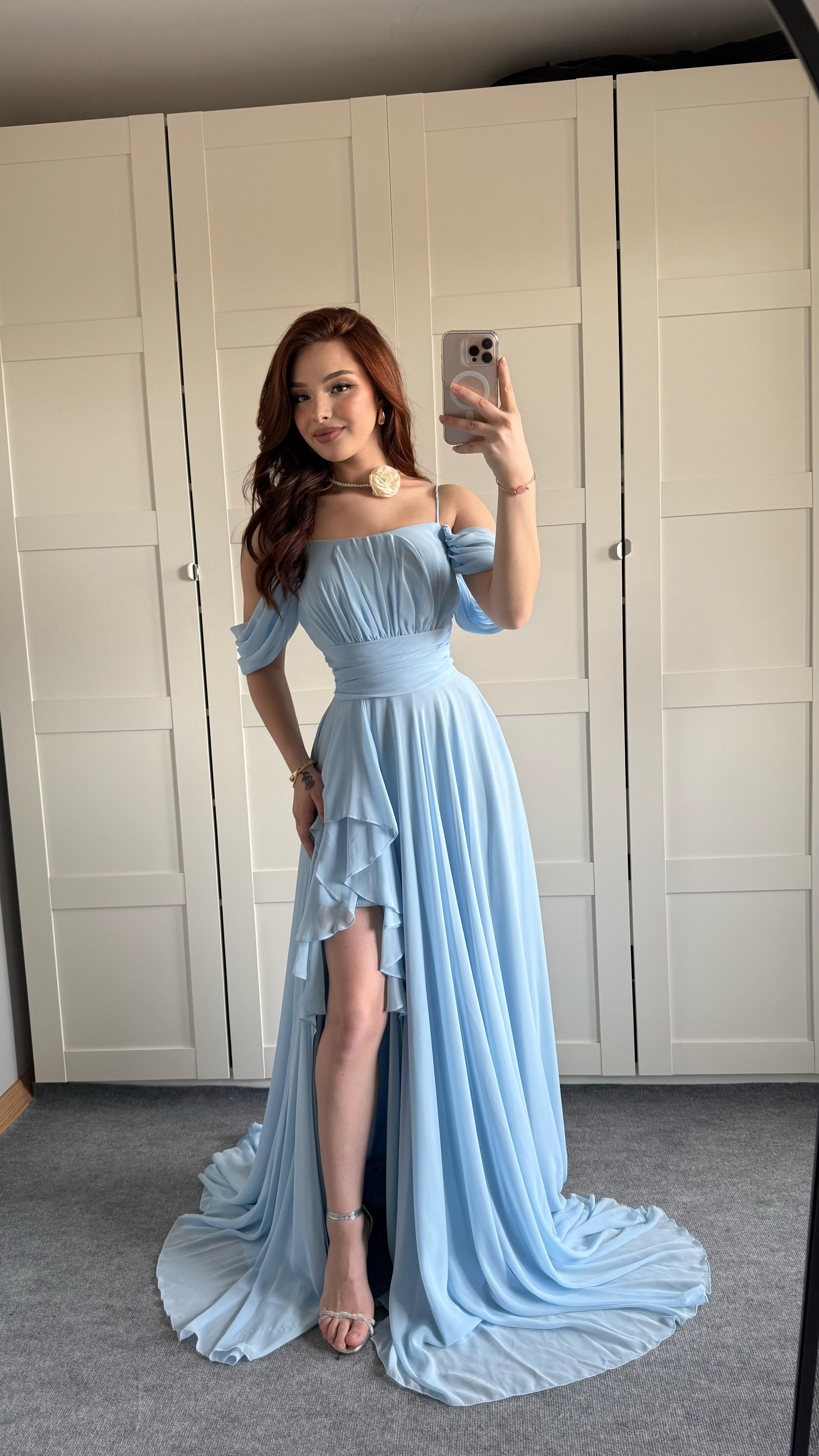 Helen Şifon Abiye Bebe Mavisi