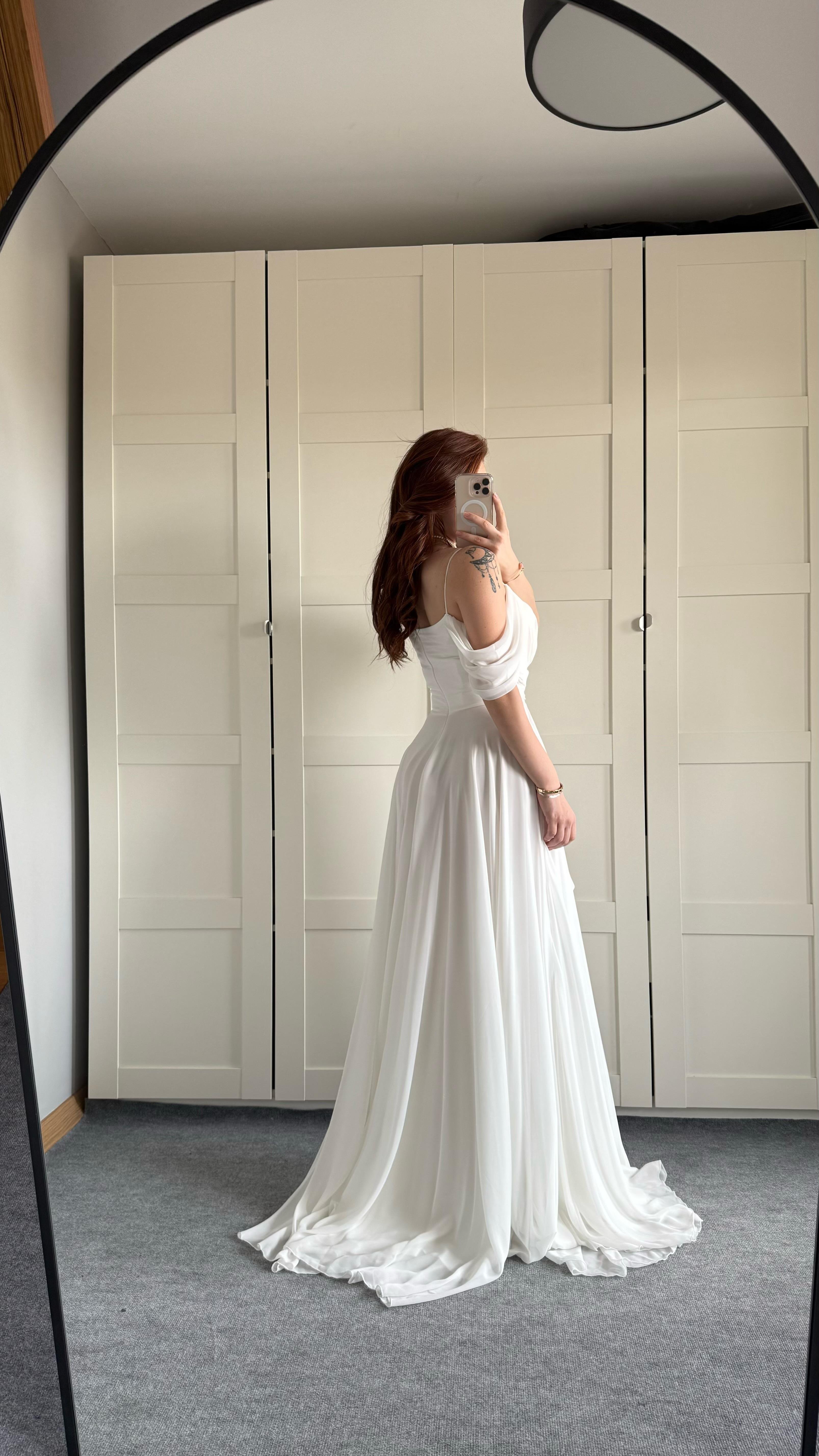 Helen Şifon Abiye Beyaz