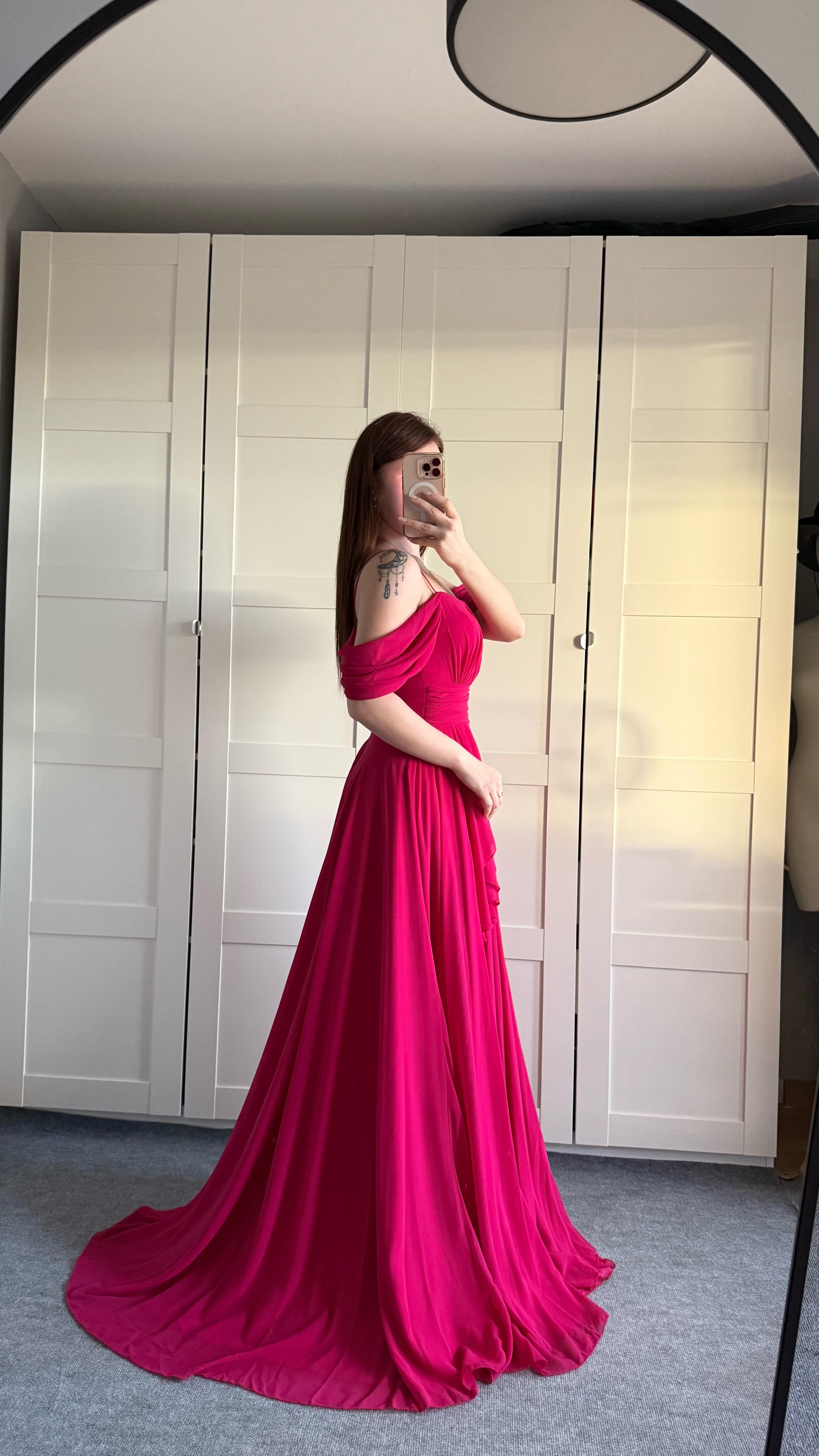Helen Şifon Abiye Fuşya