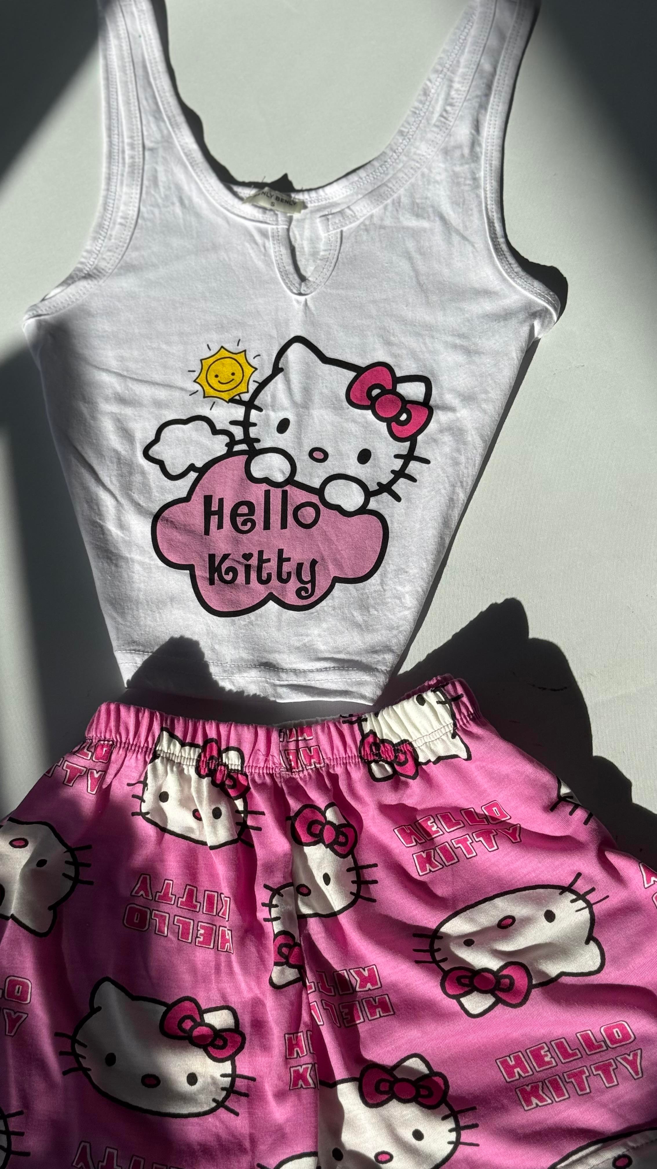 Hello Kitty Şort Takım Pembe