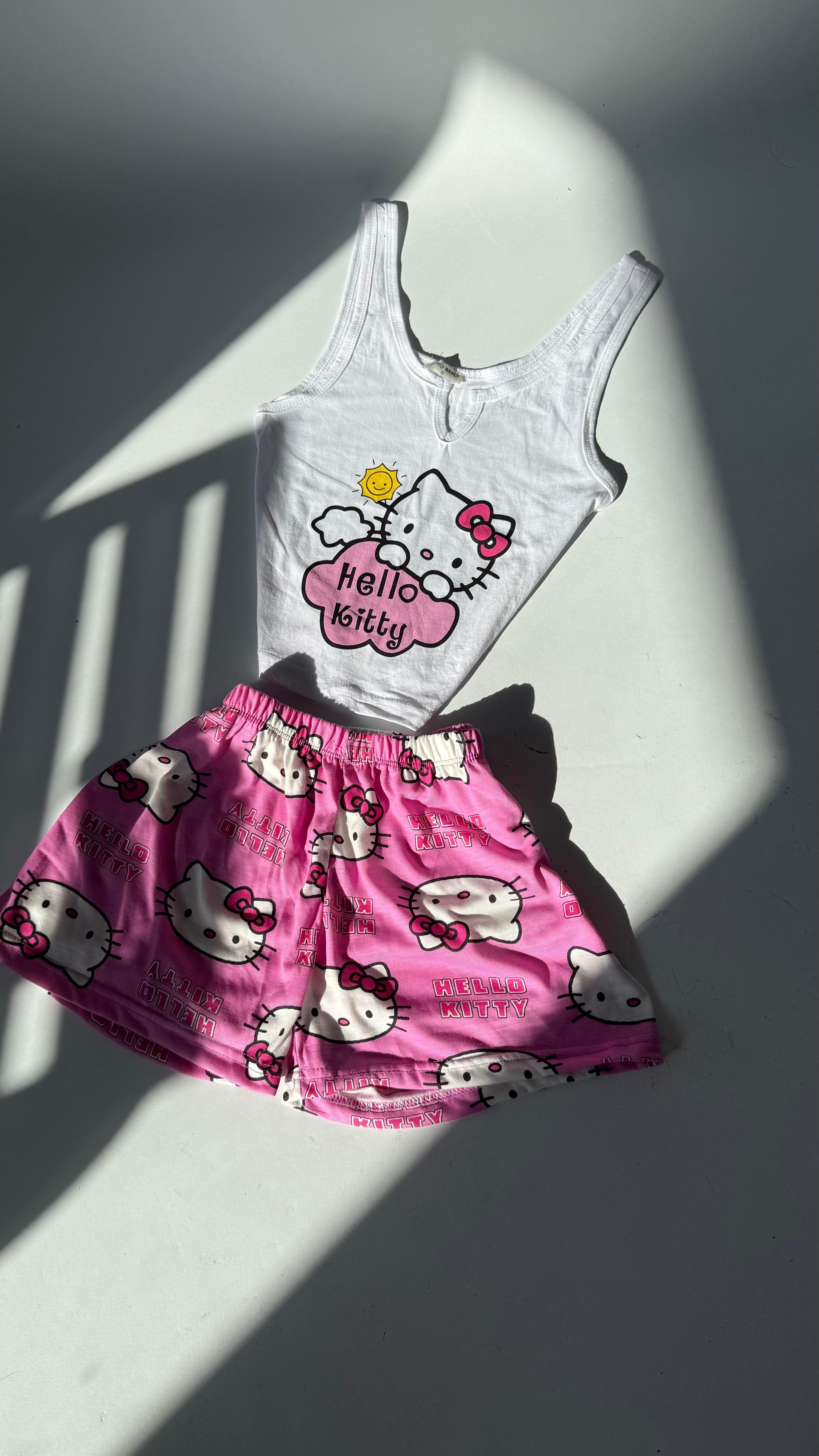 Hello Kitty Şort Takım Pembe