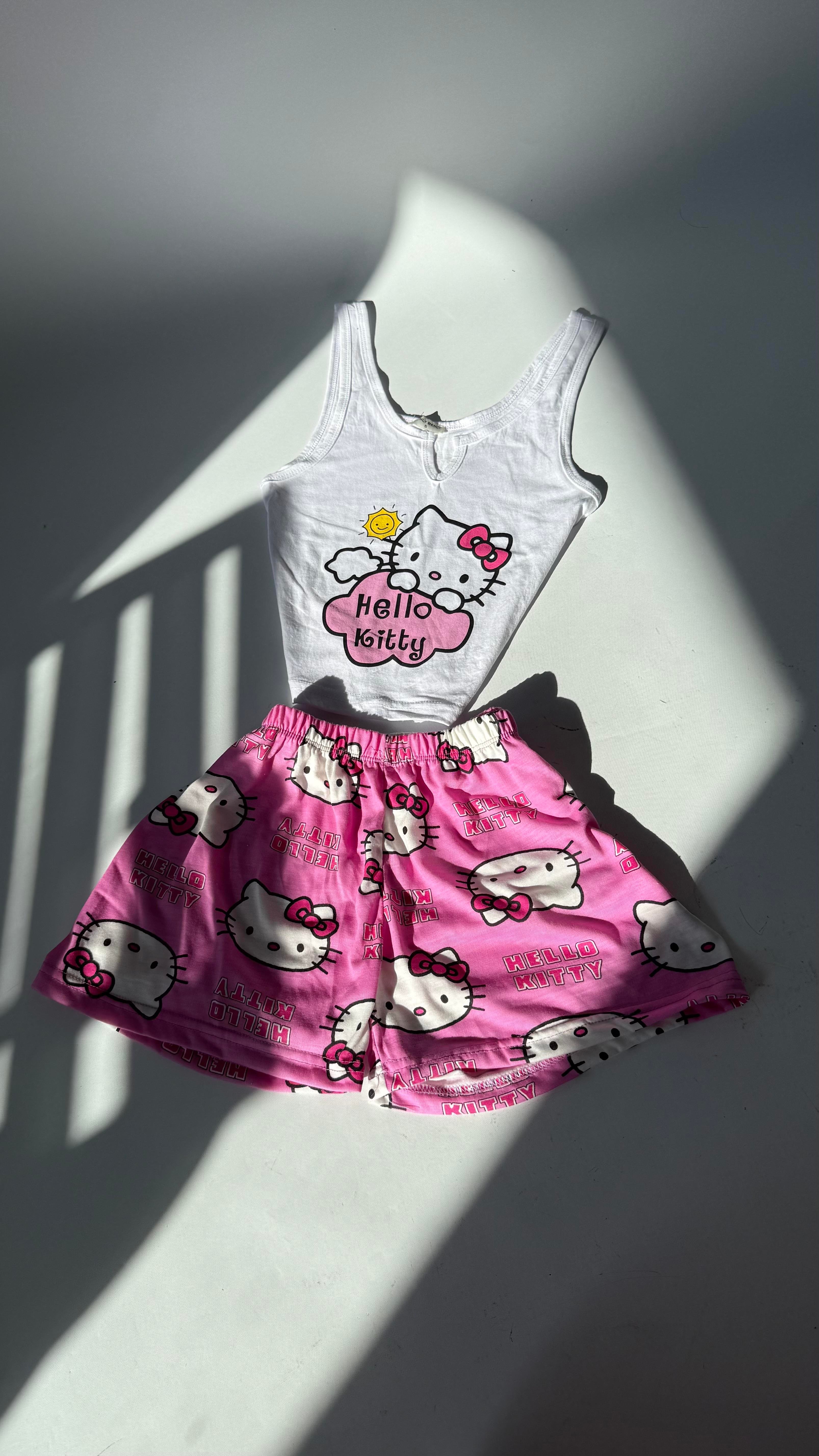 Hello Kitty Şort Takım Pembe