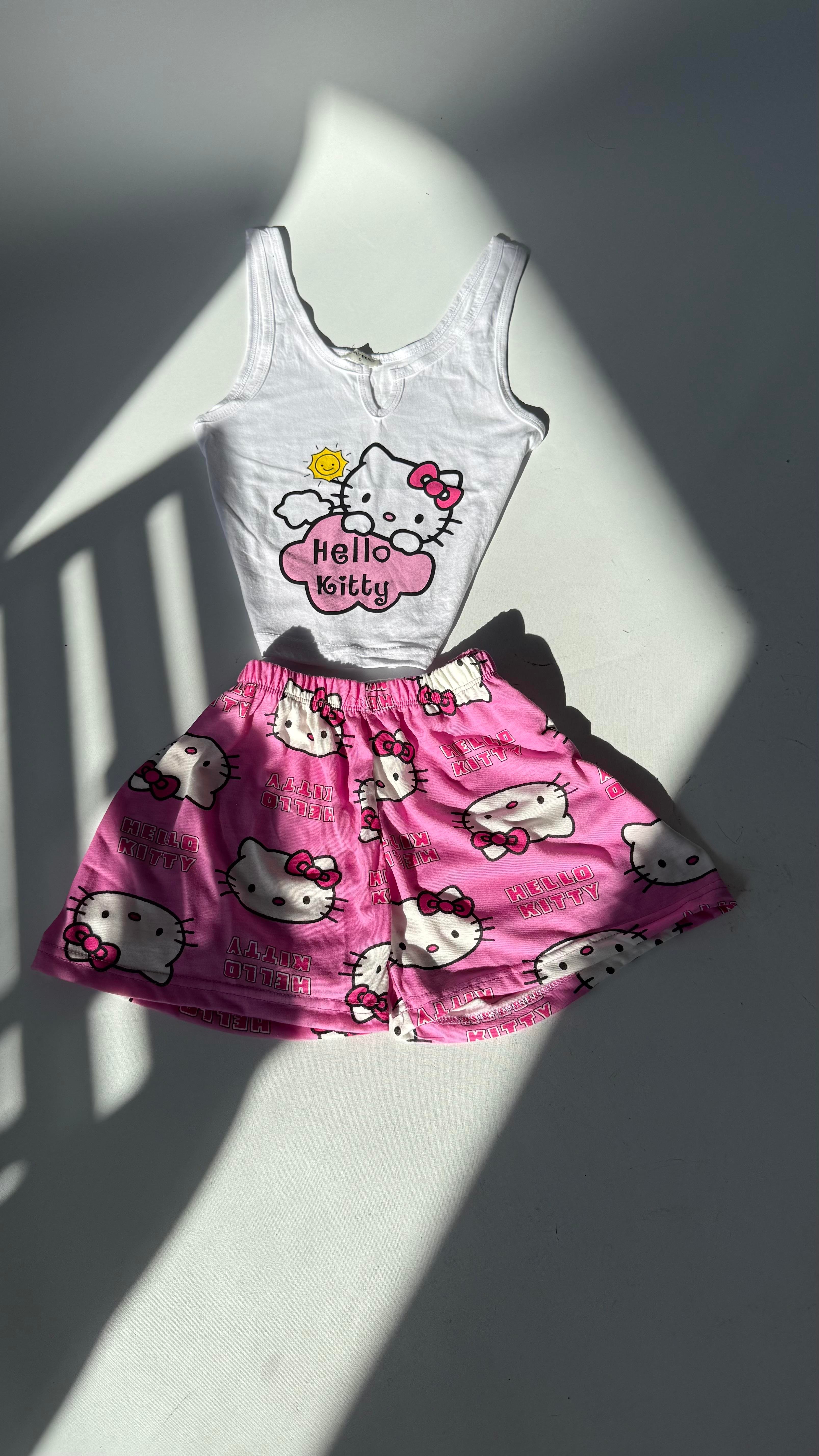 Hello Kitty Şort Takım Pembe